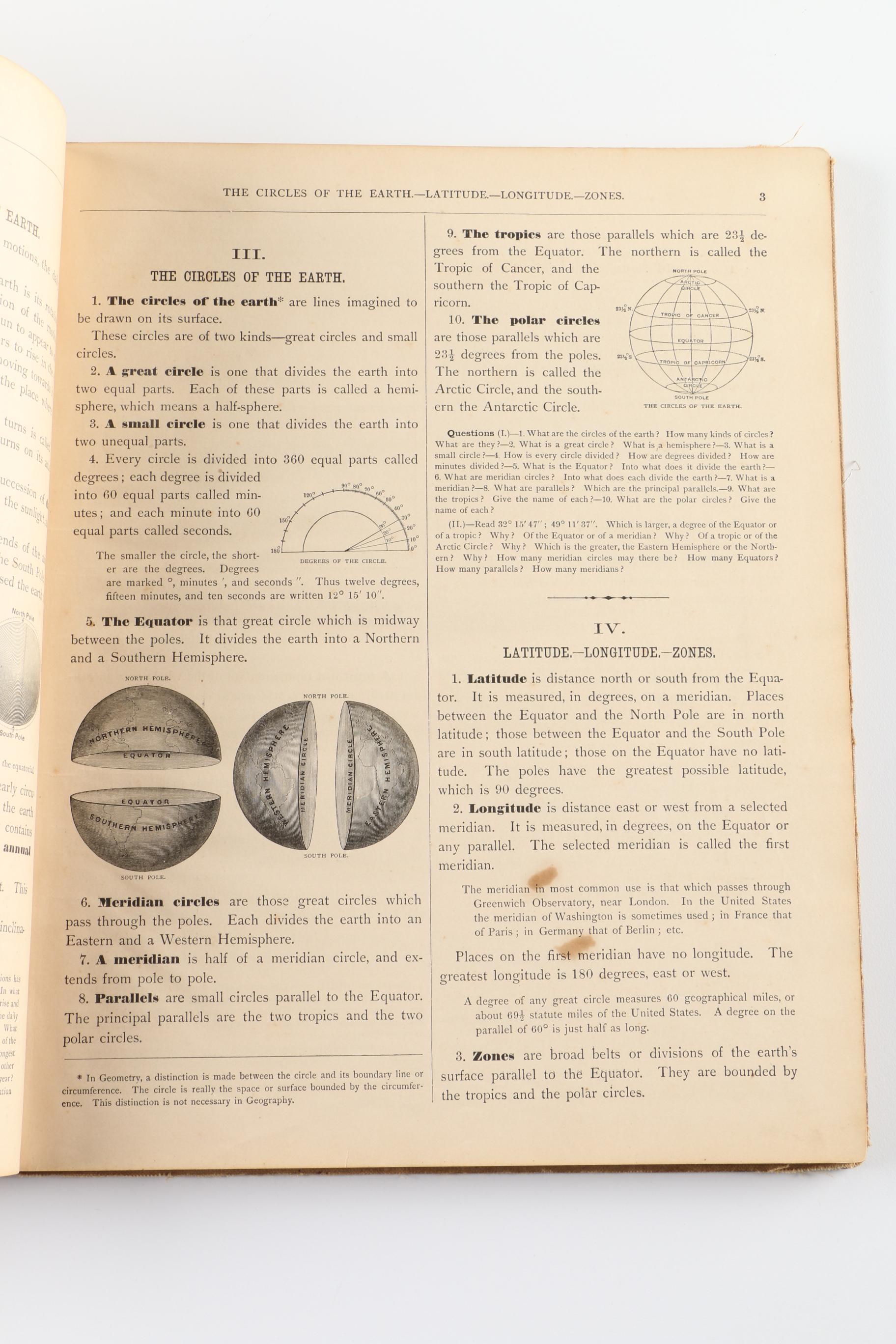 1887 "Harper's School Geography" Book