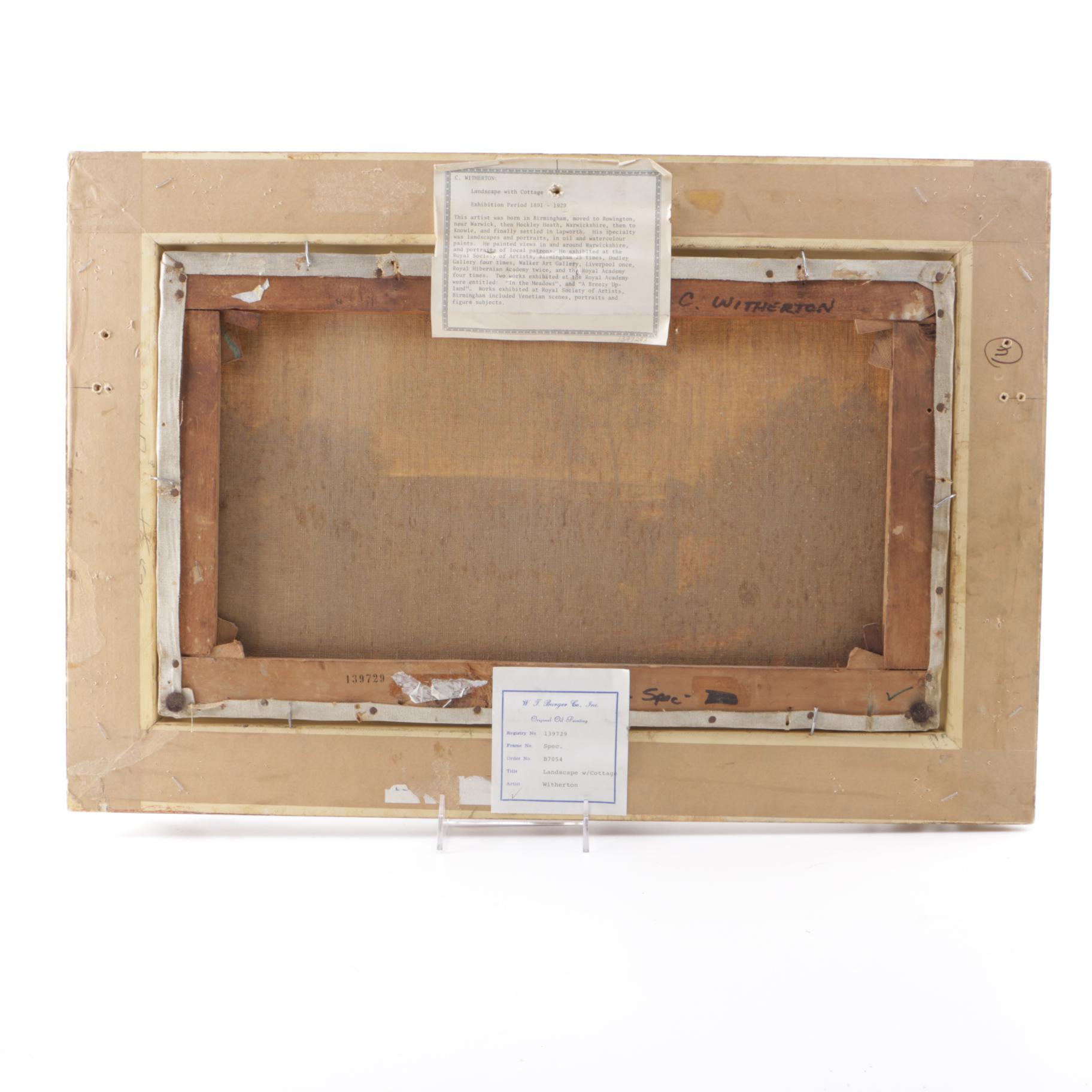 C. Witherton Oil on Canvas "Landscape With Cottage"