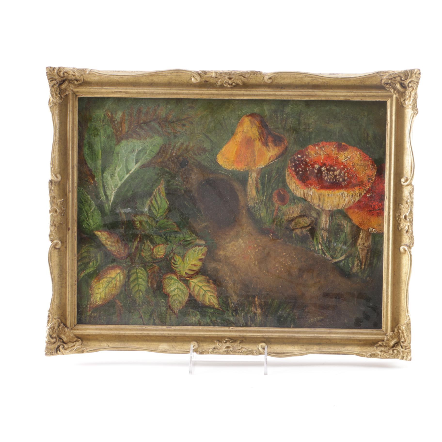 Oil on Canvas Pastoral Landscape with Dog