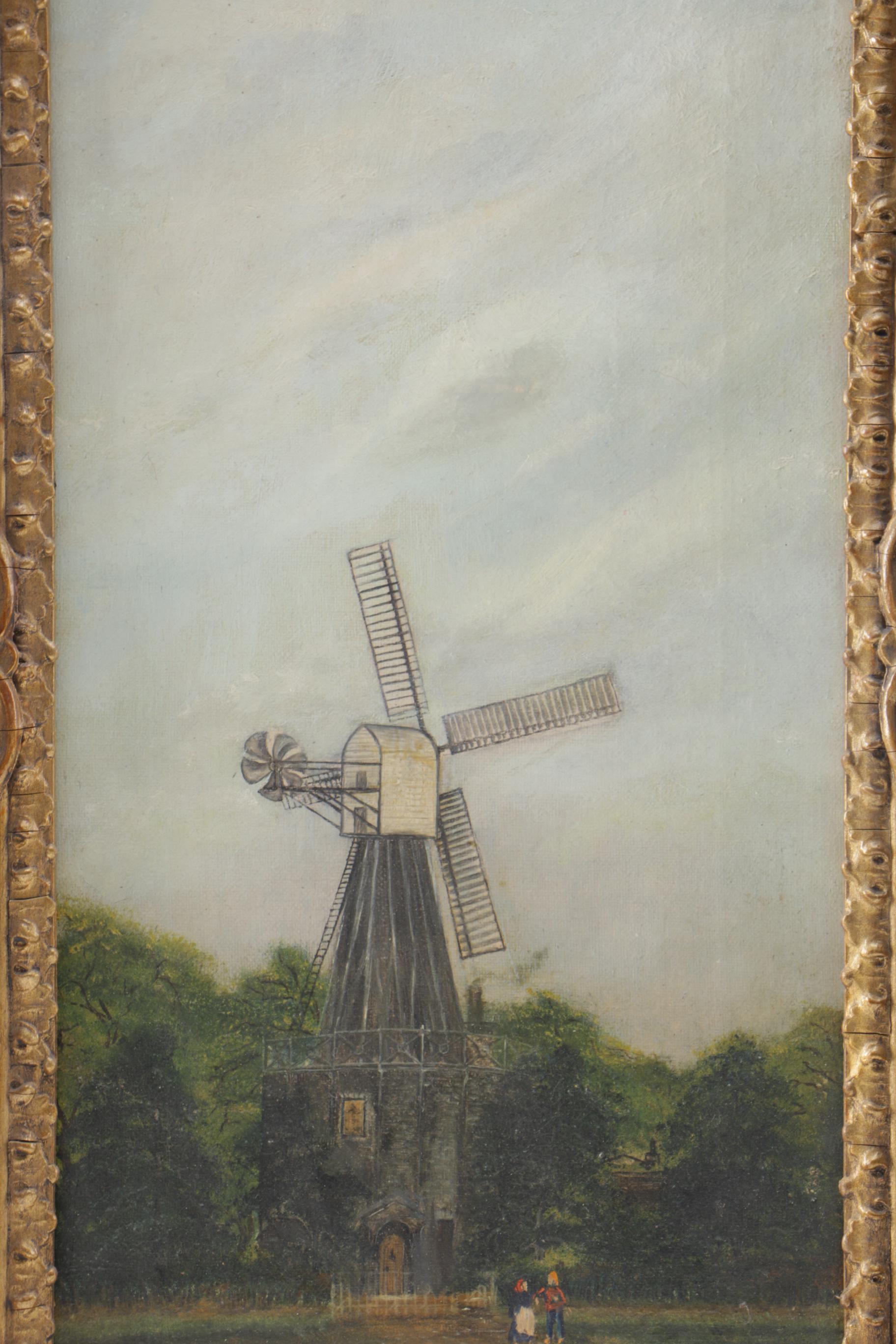 Nicholson Oil on Canvas Pastoral Landscape with Windmill