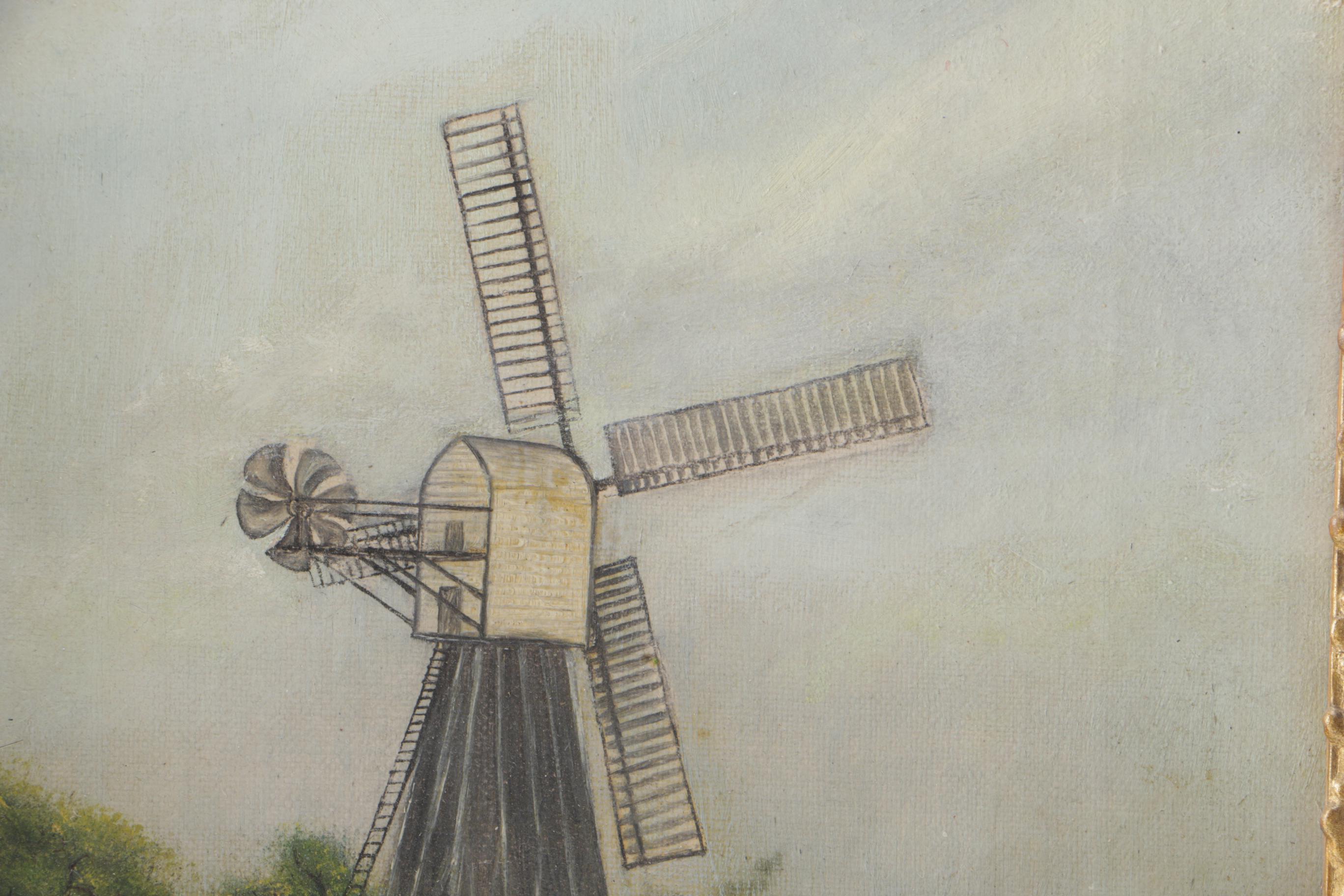 Nicholson Oil on Canvas Pastoral Landscape with Windmill