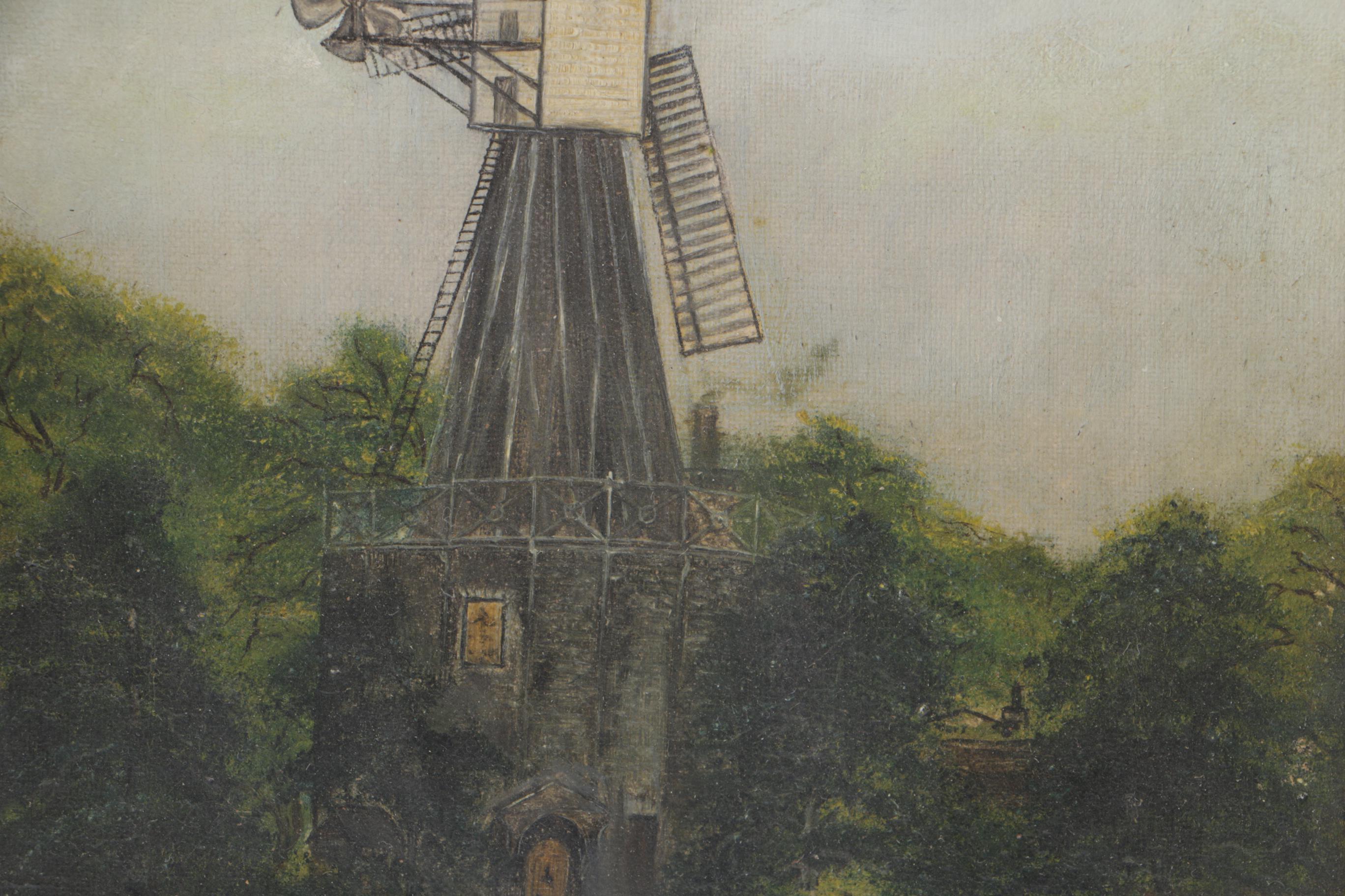 Nicholson Oil on Canvas Pastoral Landscape with Windmill