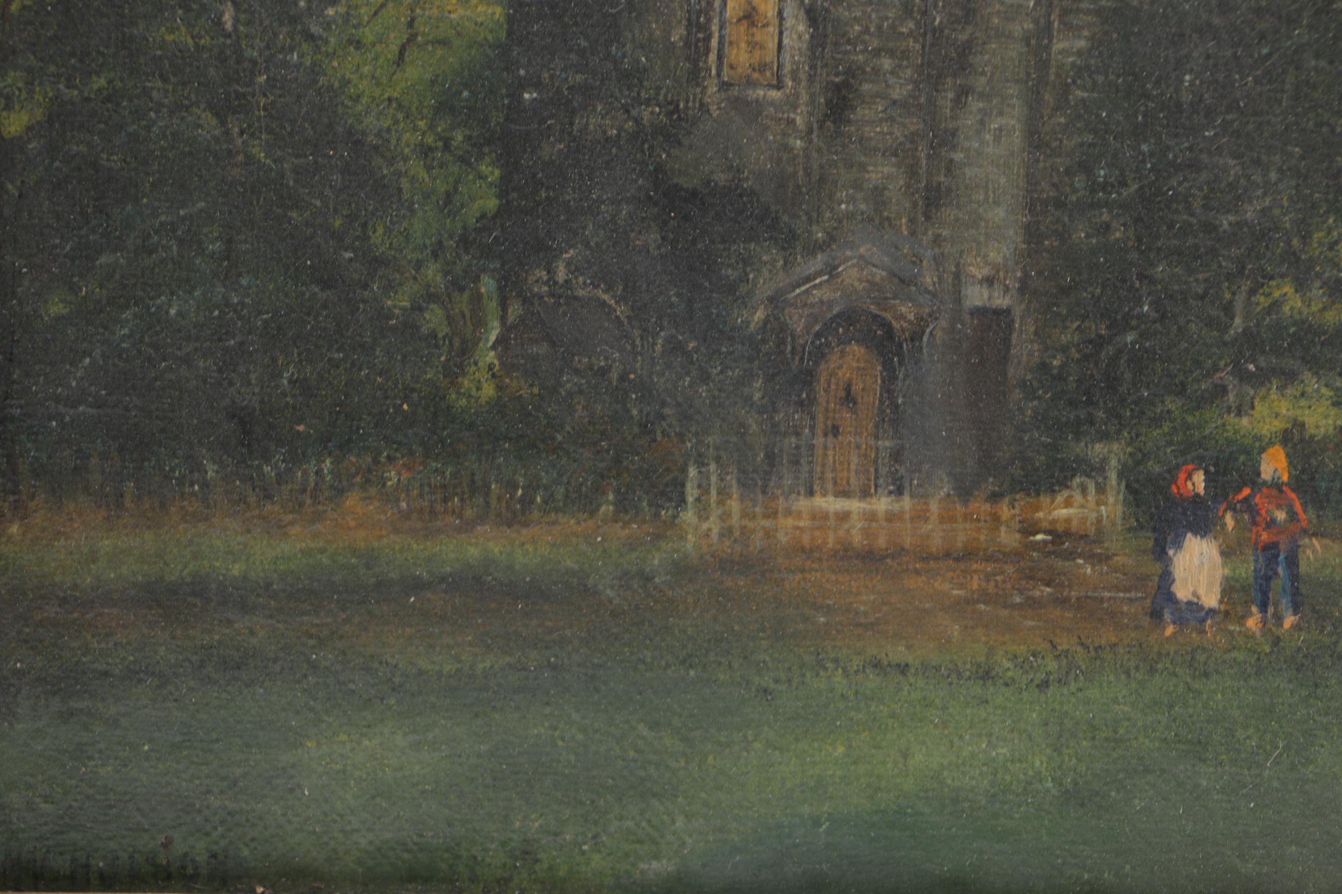 Nicholson Oil on Canvas Pastoral Landscape with Windmill