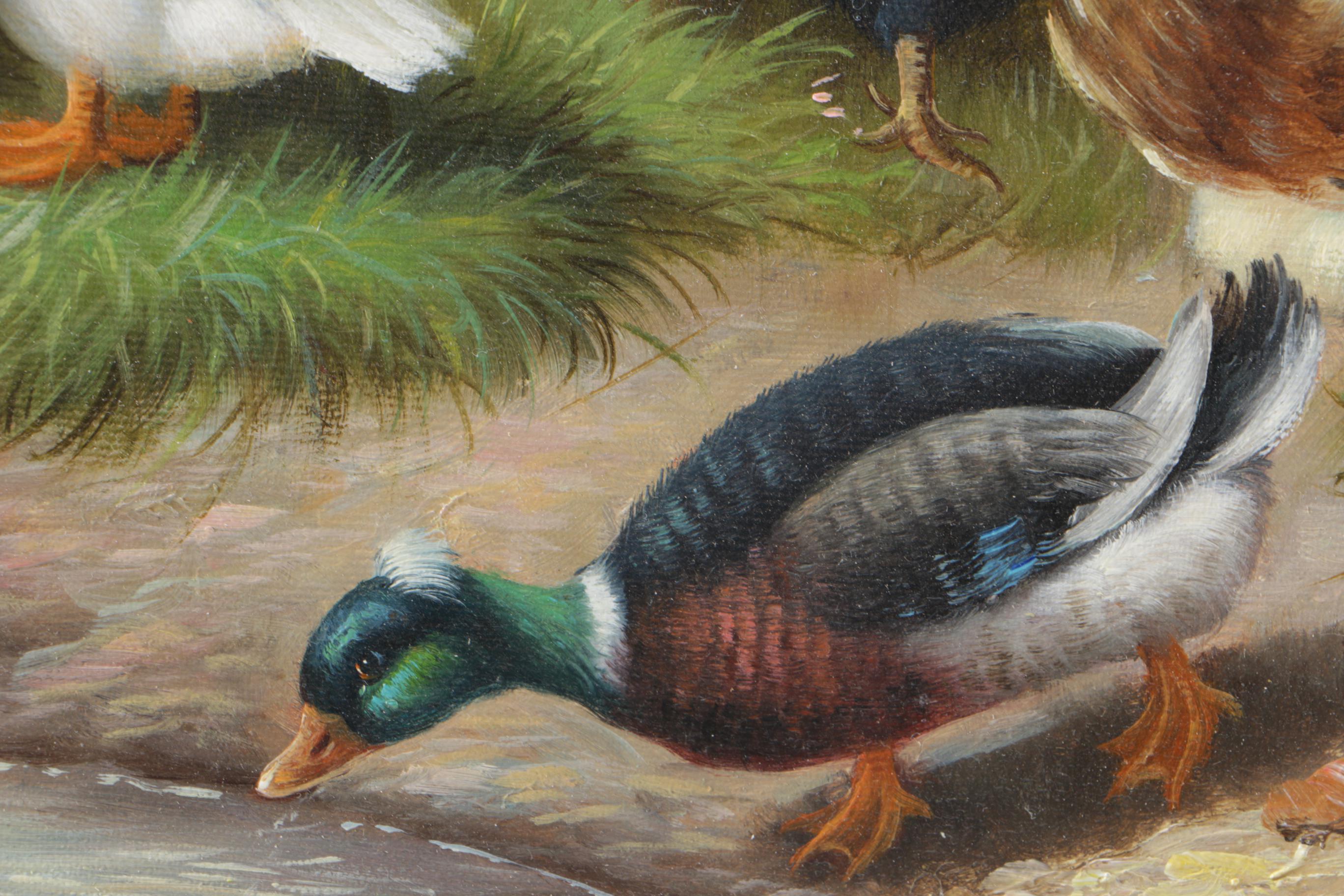 S. Rosa Oil on Canvas "Ducks and Chickens"