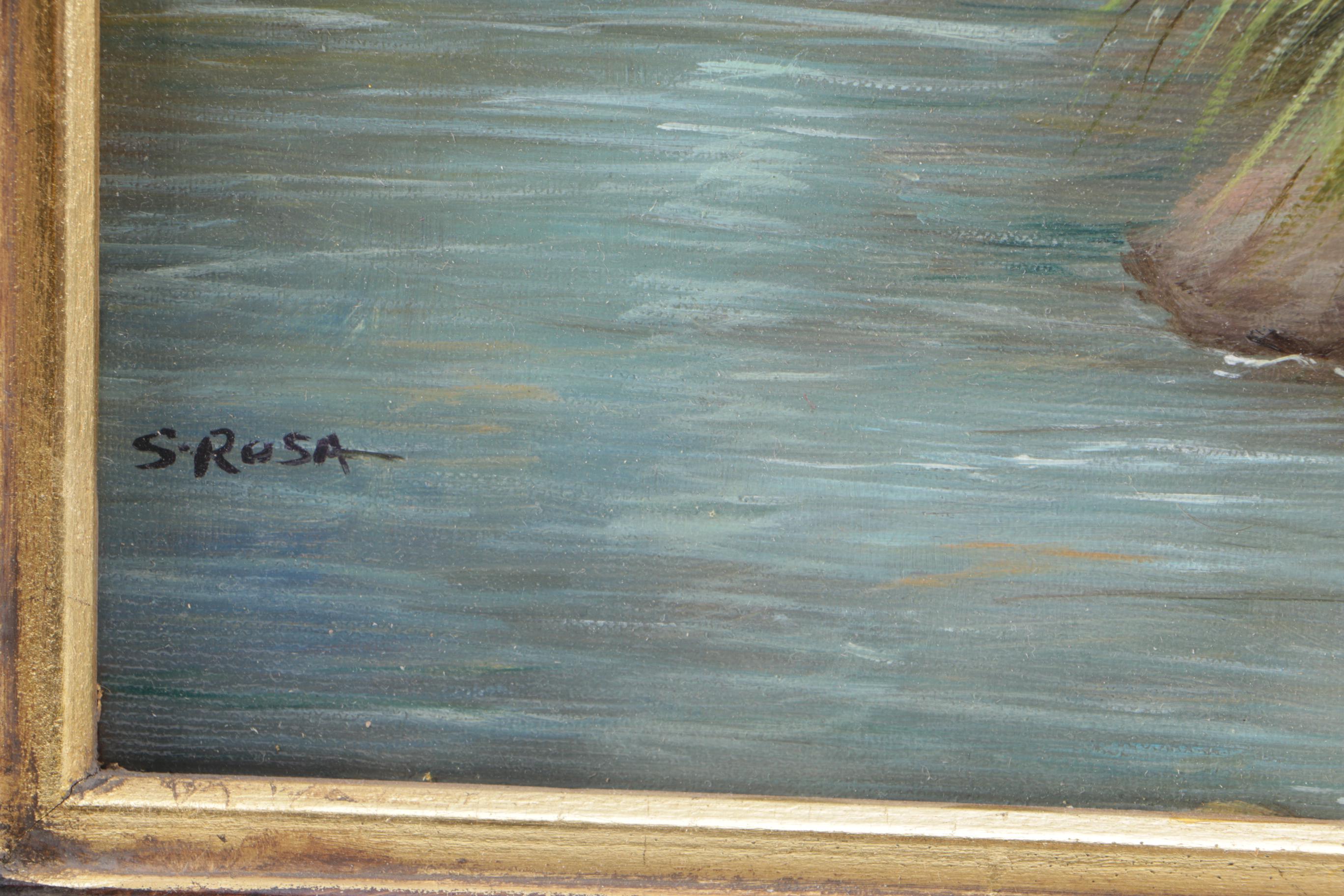 S. Rosa Oil on Canvas "Ducks and Chickens"