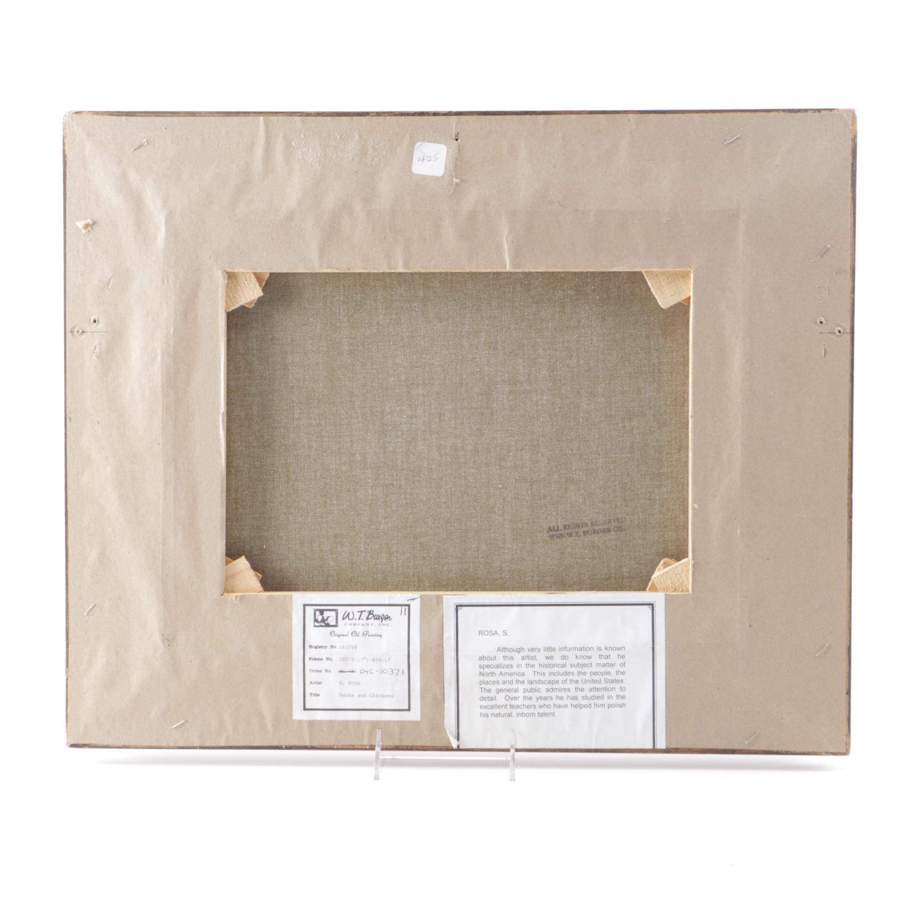 S. Rosa Oil on Canvas "Ducks and Chickens"