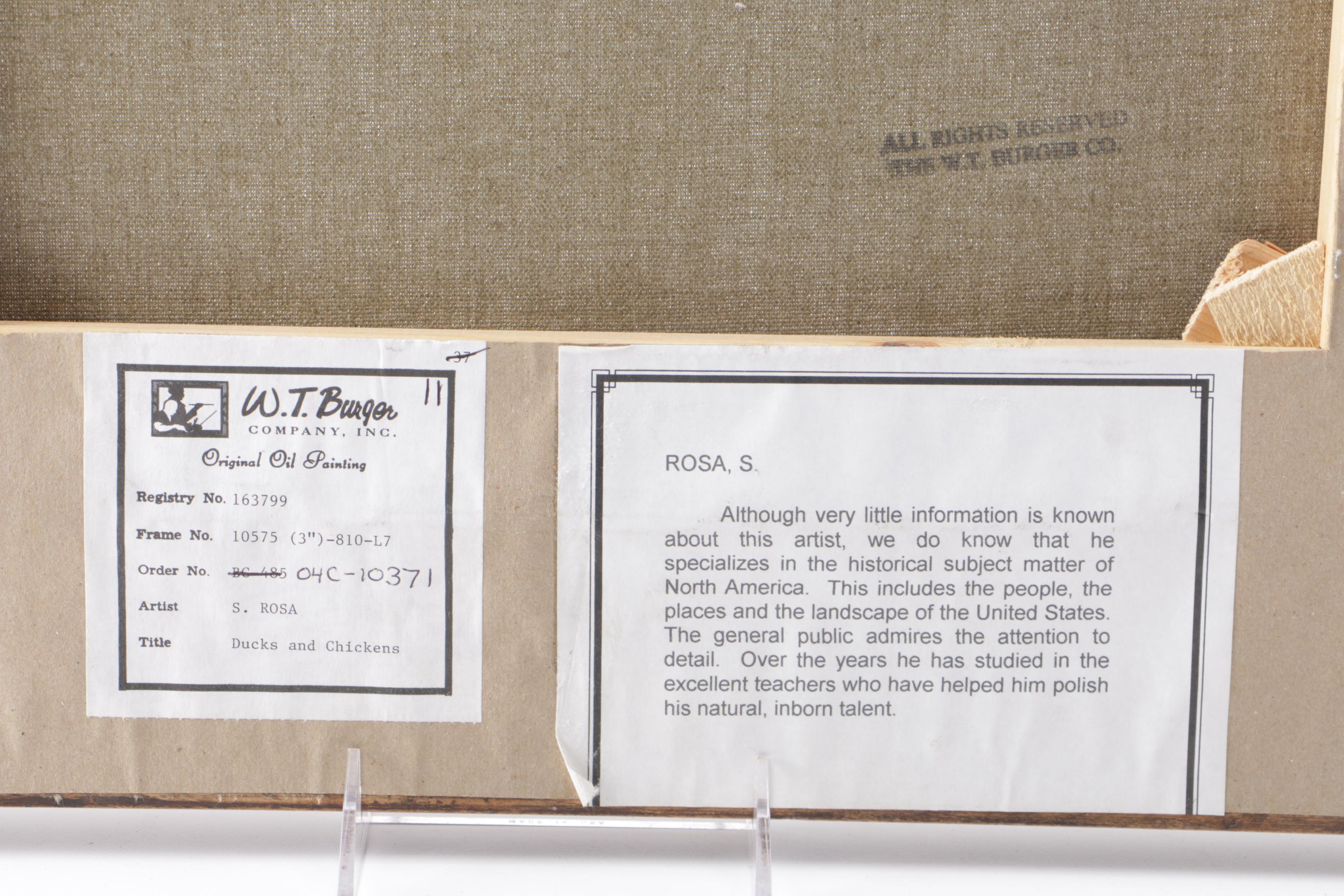 S. Rosa Oil on Canvas "Ducks and Chickens"