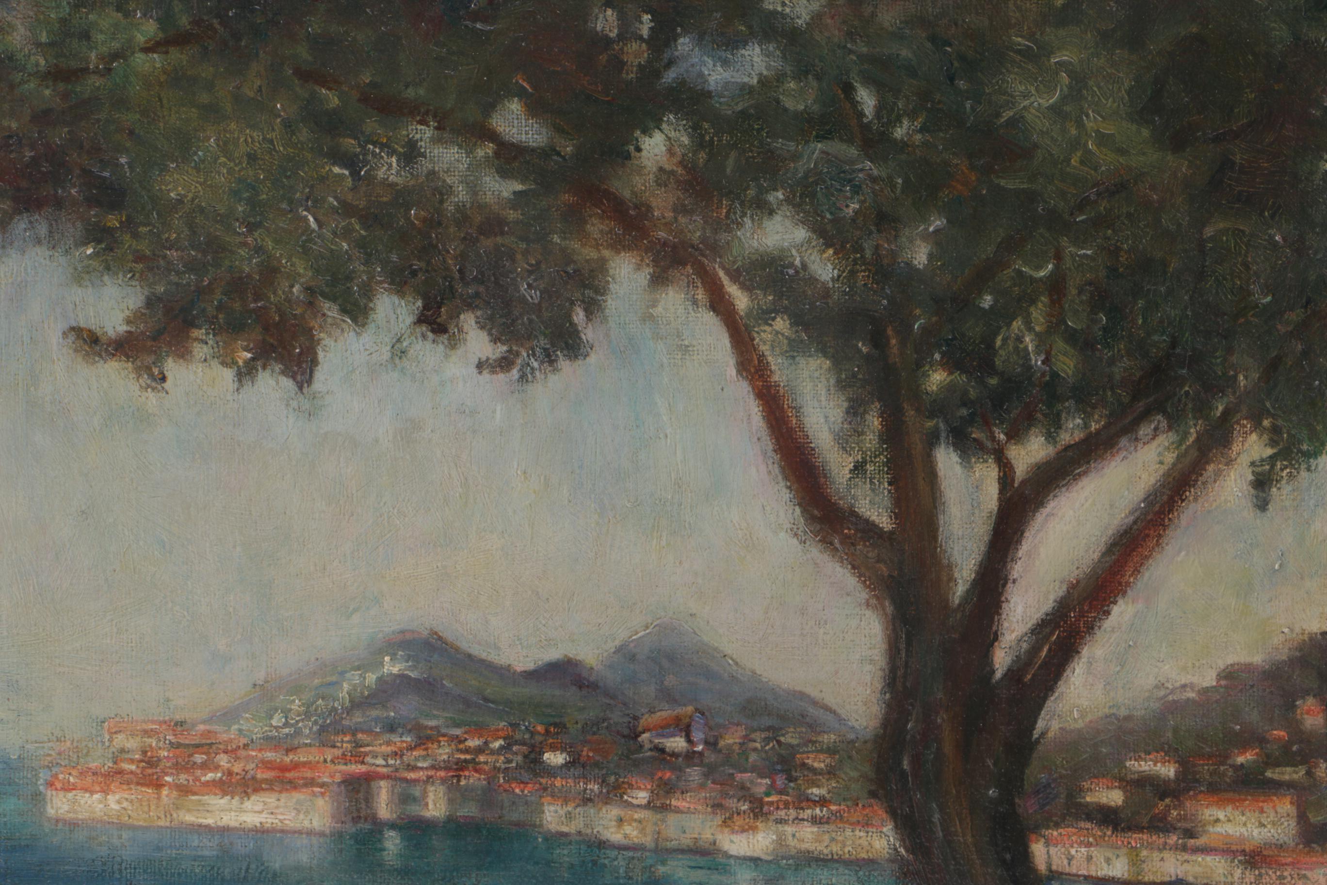 1893 Attributed to Archibald Elphinstone Oil Painting on Canvas "Harbor"