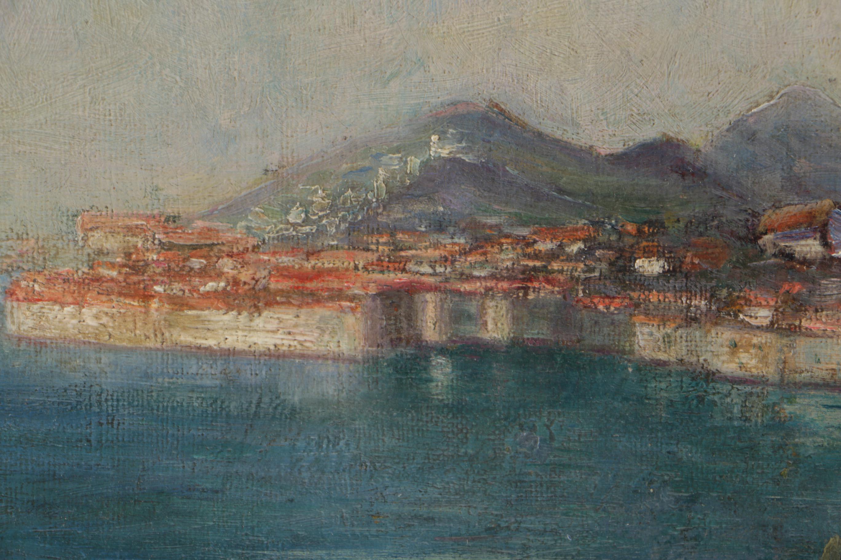 1893 Attributed to Archibald Elphinstone Oil Painting on Canvas "Harbor"