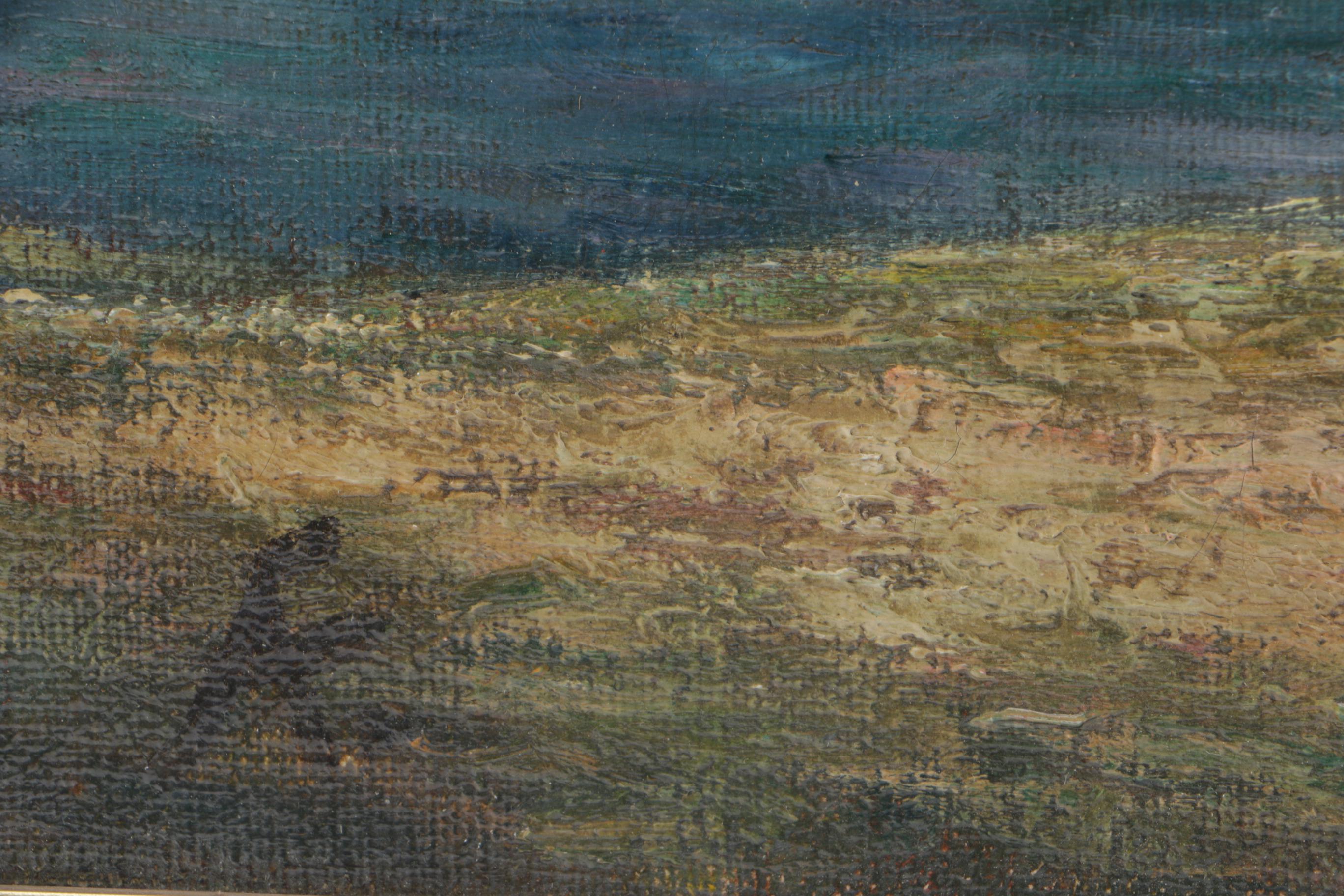 1893 Attributed to Archibald Elphinstone Oil Painting on Canvas "Harbor"