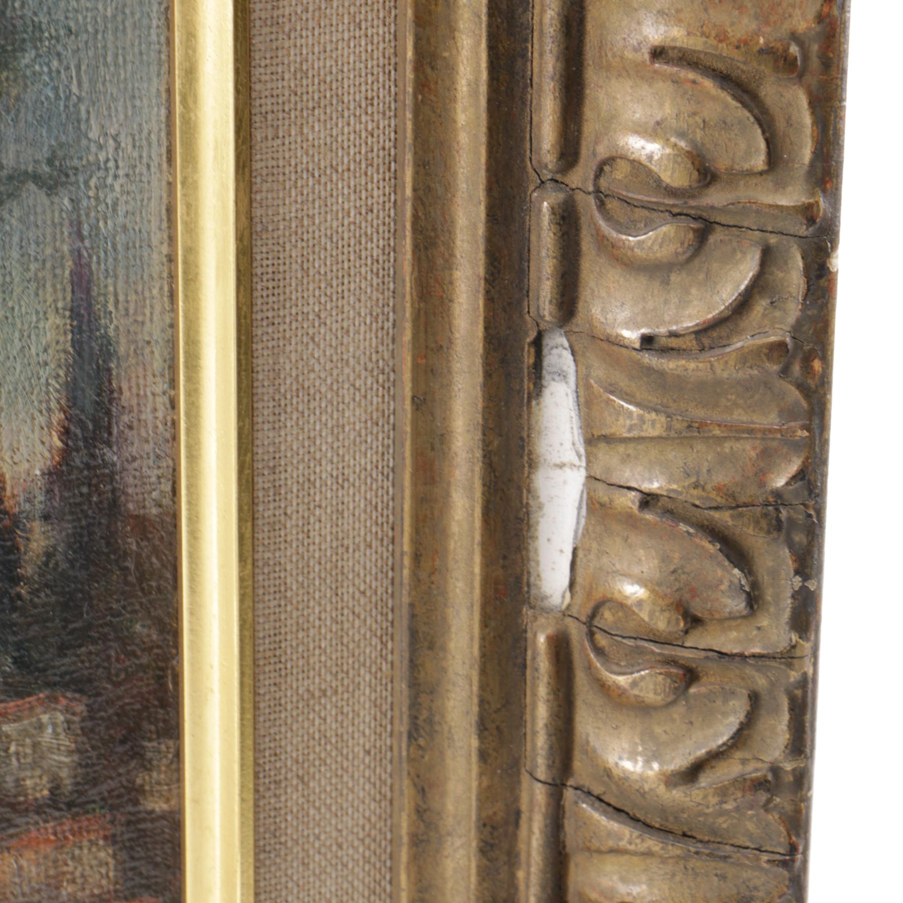 1893 Attributed to Archibald Elphinstone Oil Painting on Canvas "Harbor"