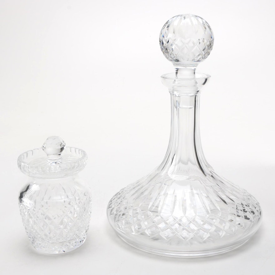Waterford Crystal Decanter and Lidded Jar
