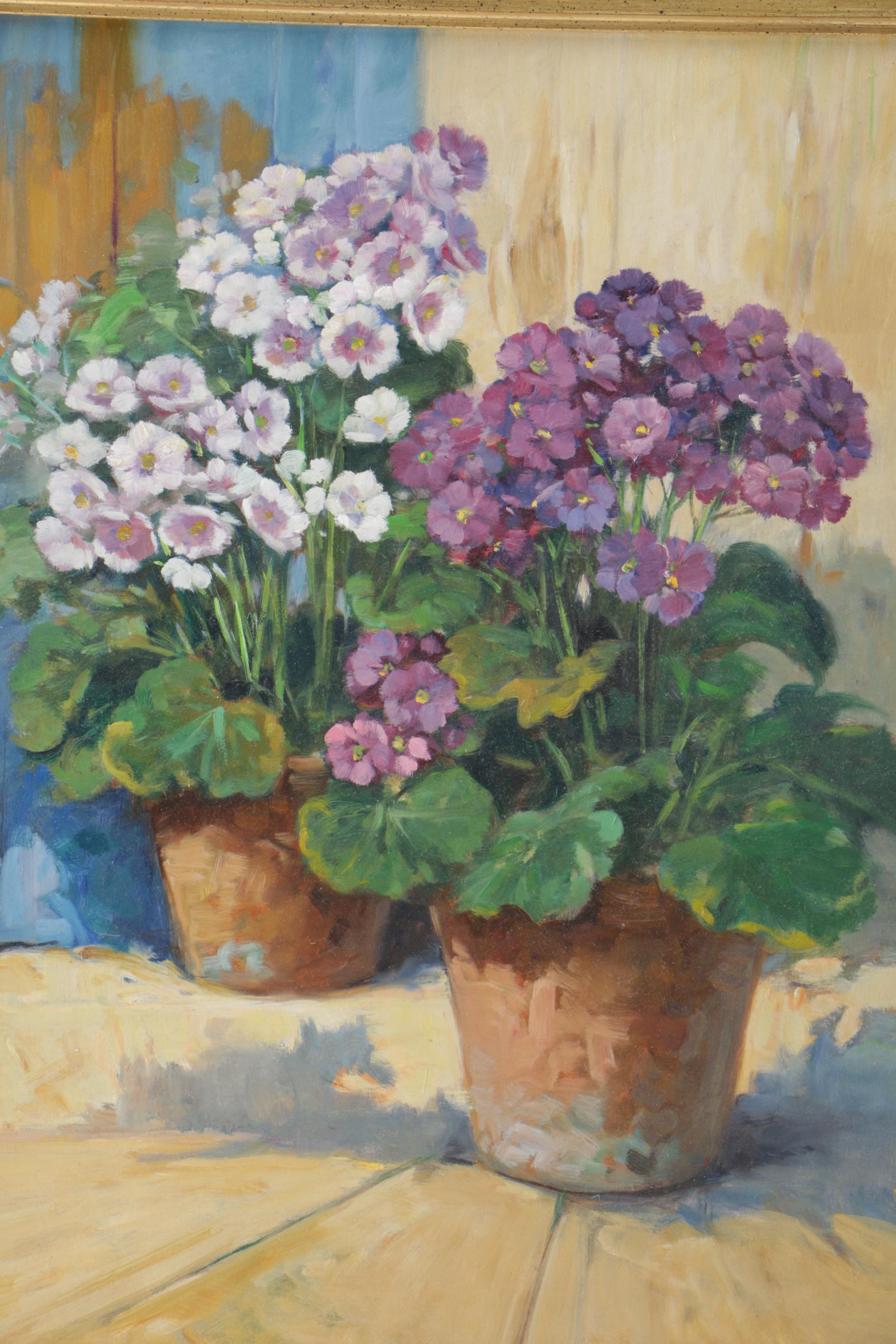 Giovanni Sanvitale Oil Painting on Canvas "Potted Flowers"