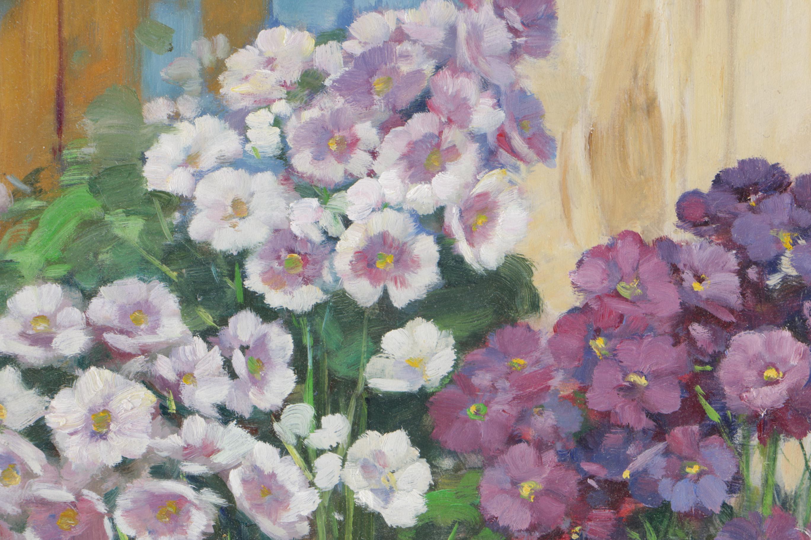 Giovanni Sanvitale Oil Painting on Canvas "Potted Flowers"