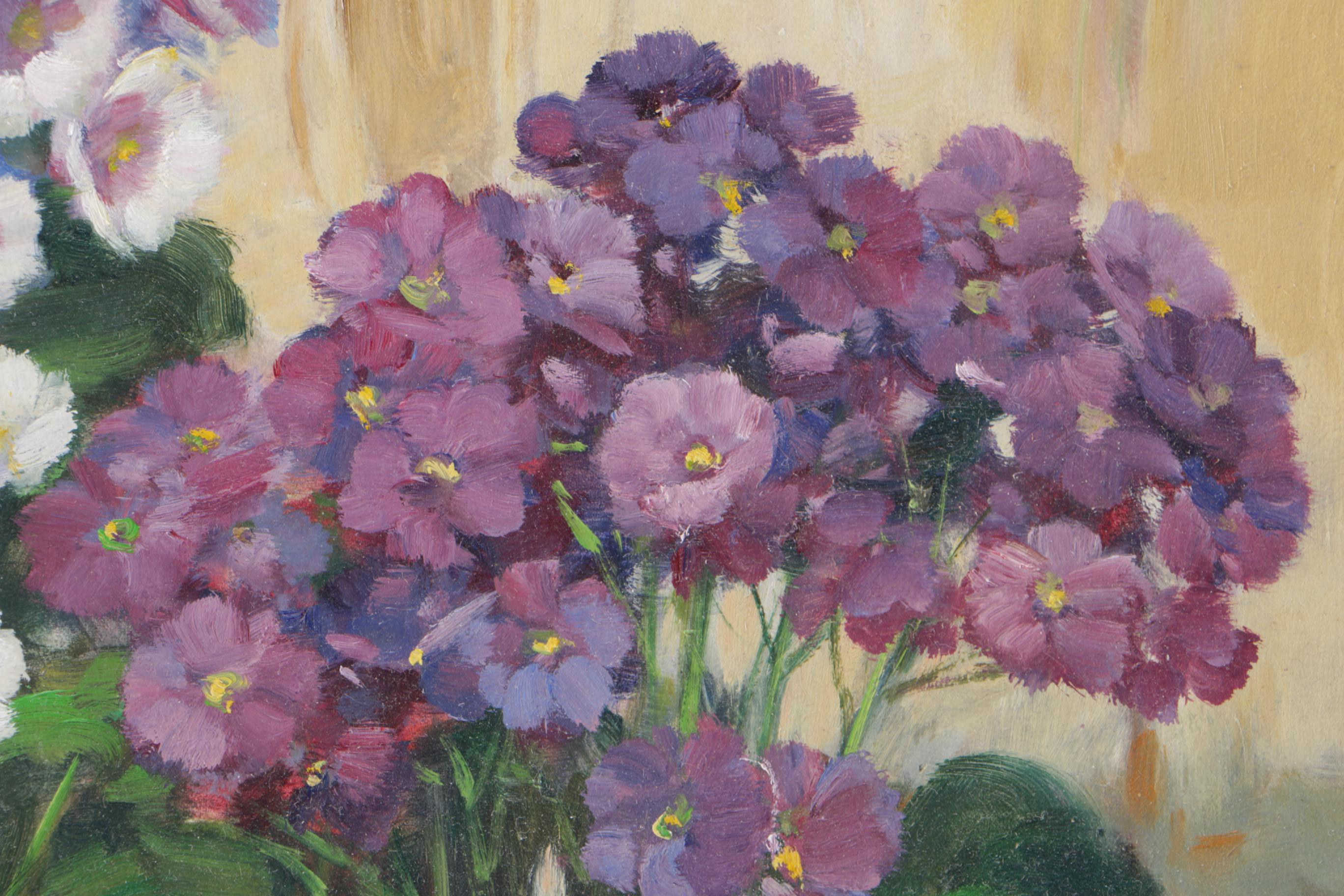 Giovanni Sanvitale Oil Painting on Canvas "Potted Flowers"