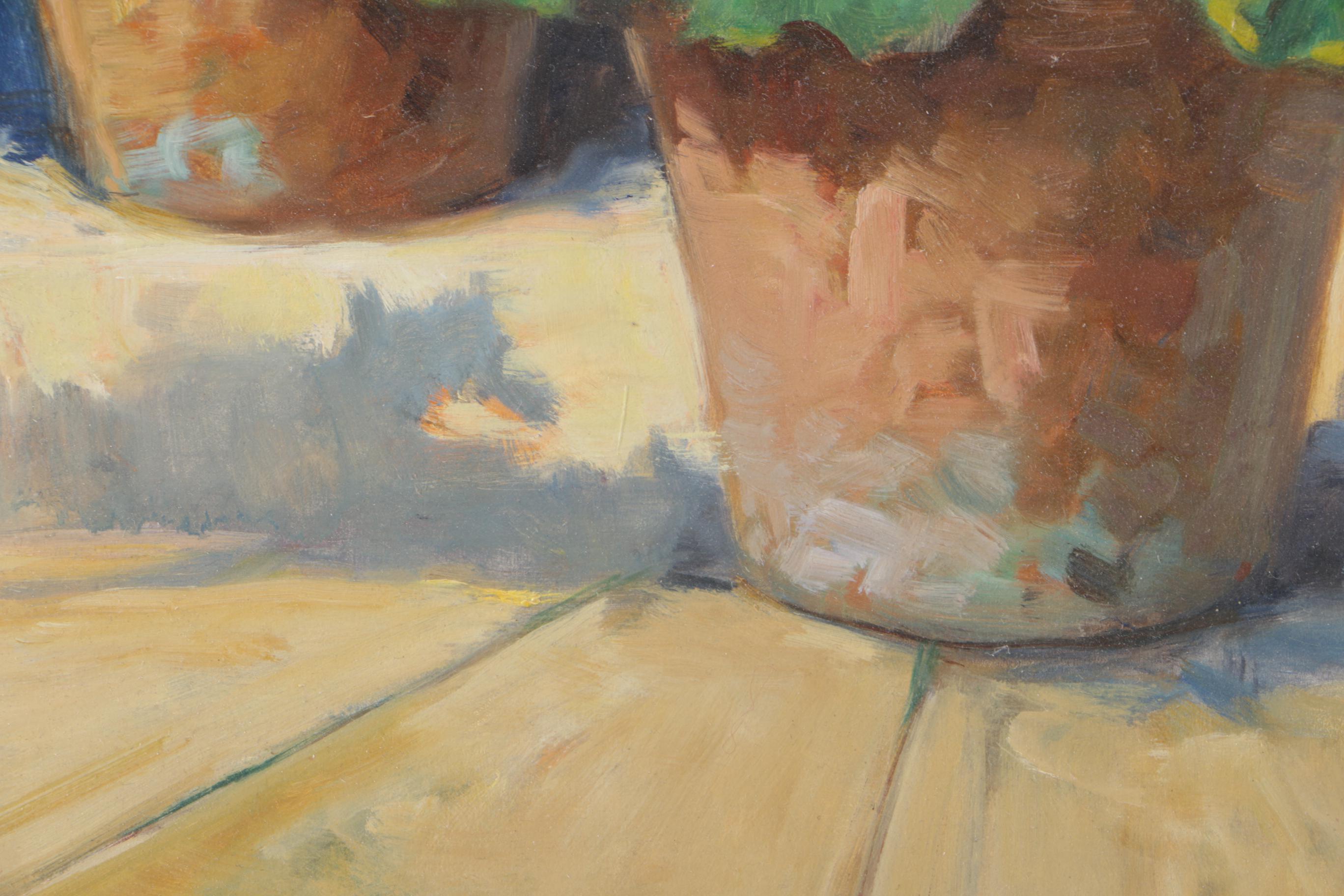 Giovanni Sanvitale Oil Painting on Canvas "Potted Flowers"