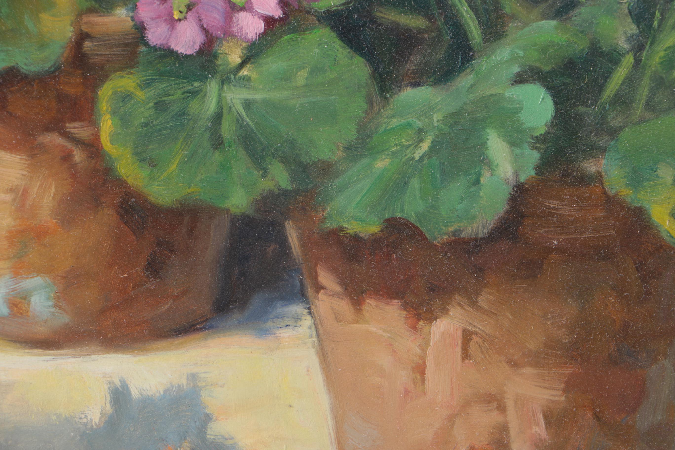 Giovanni Sanvitale Oil Painting on Canvas "Potted Flowers"