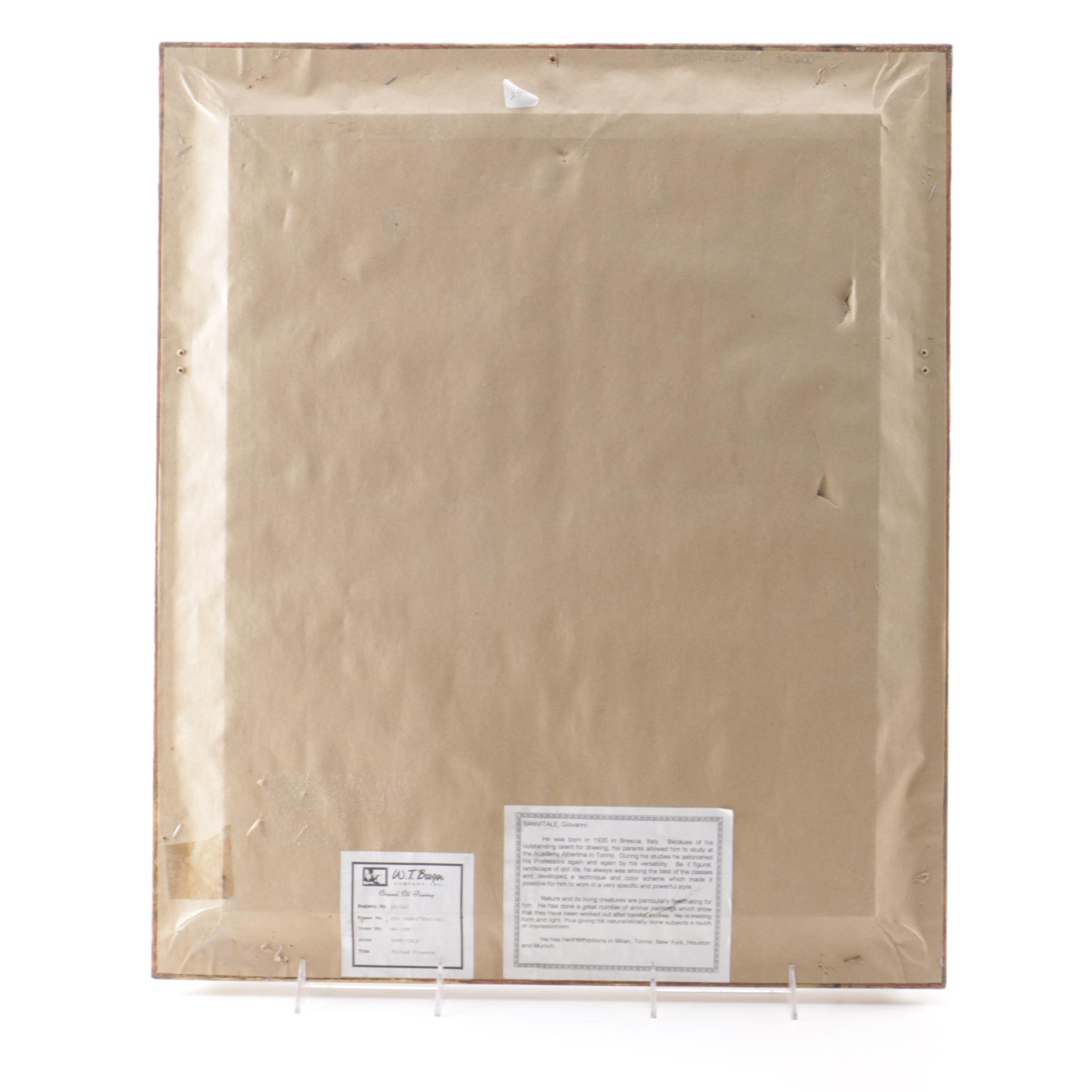 Giovanni Sanvitale Oil Painting on Canvas "Potted Flowers"