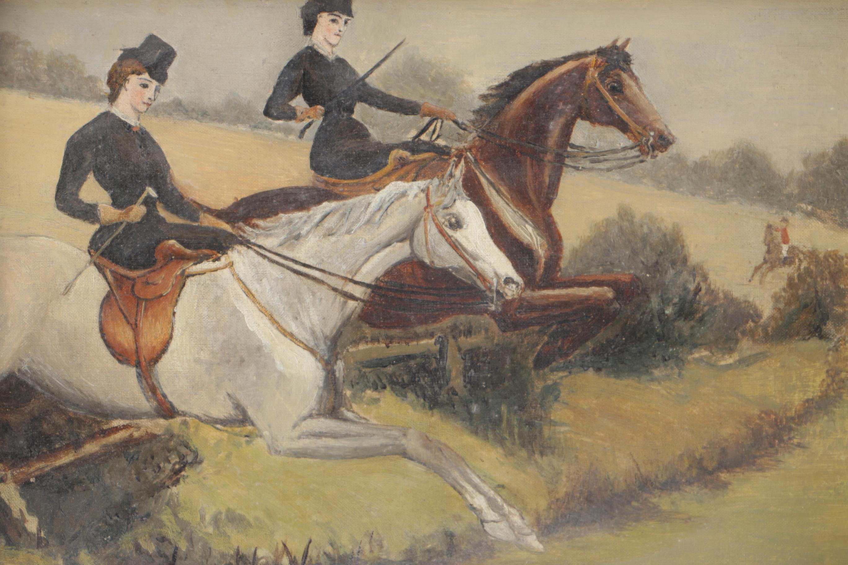 1888 H.C. Stokes Oil Painting on Canvas "Ladies Day, Hereford Hunt"