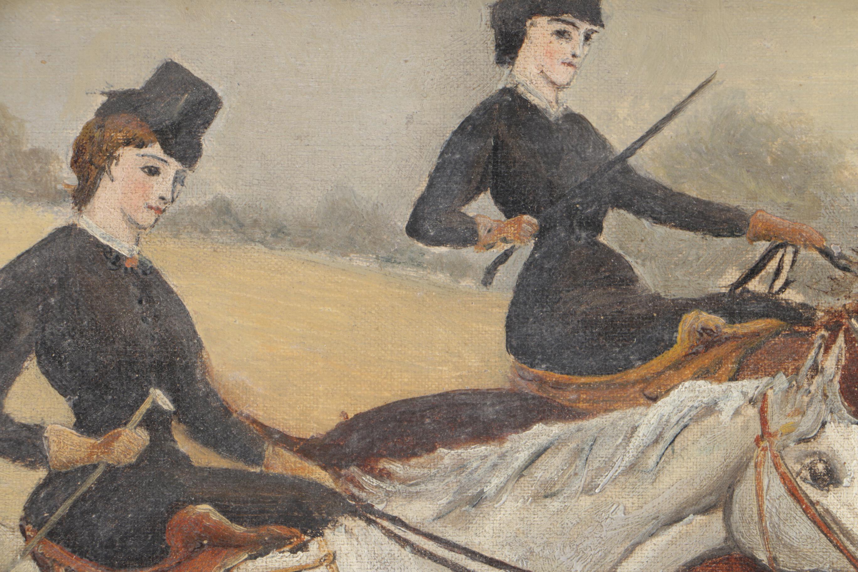 1888 H.C. Stokes Oil Painting on Canvas "Ladies Day, Hereford Hunt"