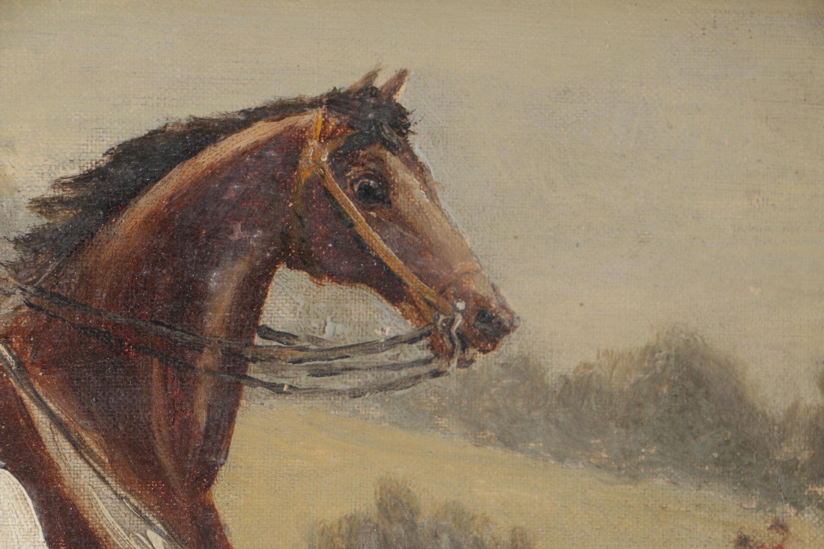 1888 H.C. Stokes Oil Painting on Canvas "Ladies Day, Hereford Hunt"