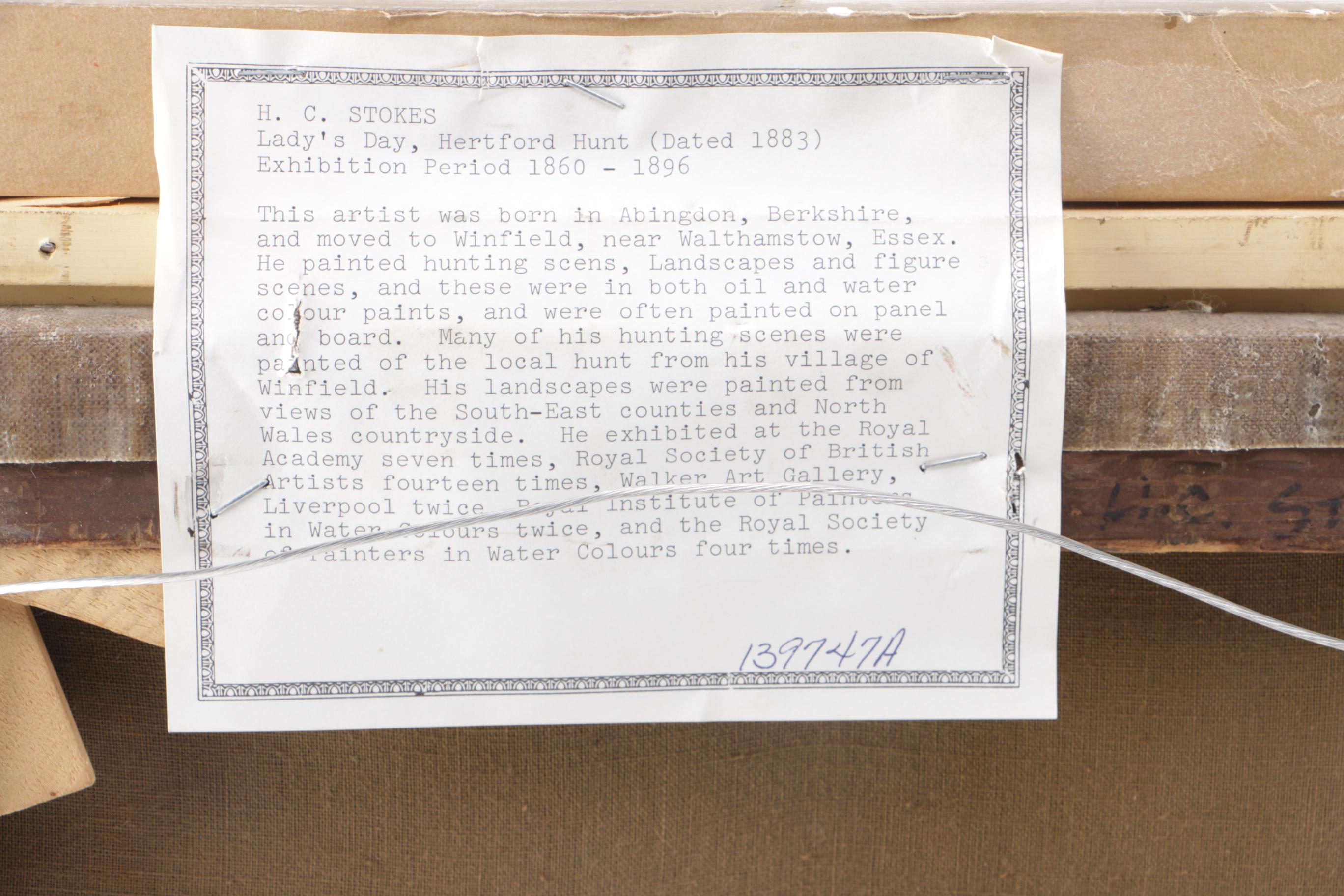 1888 H.C. Stokes Oil Painting on Canvas "Ladies Day, Hereford Hunt"