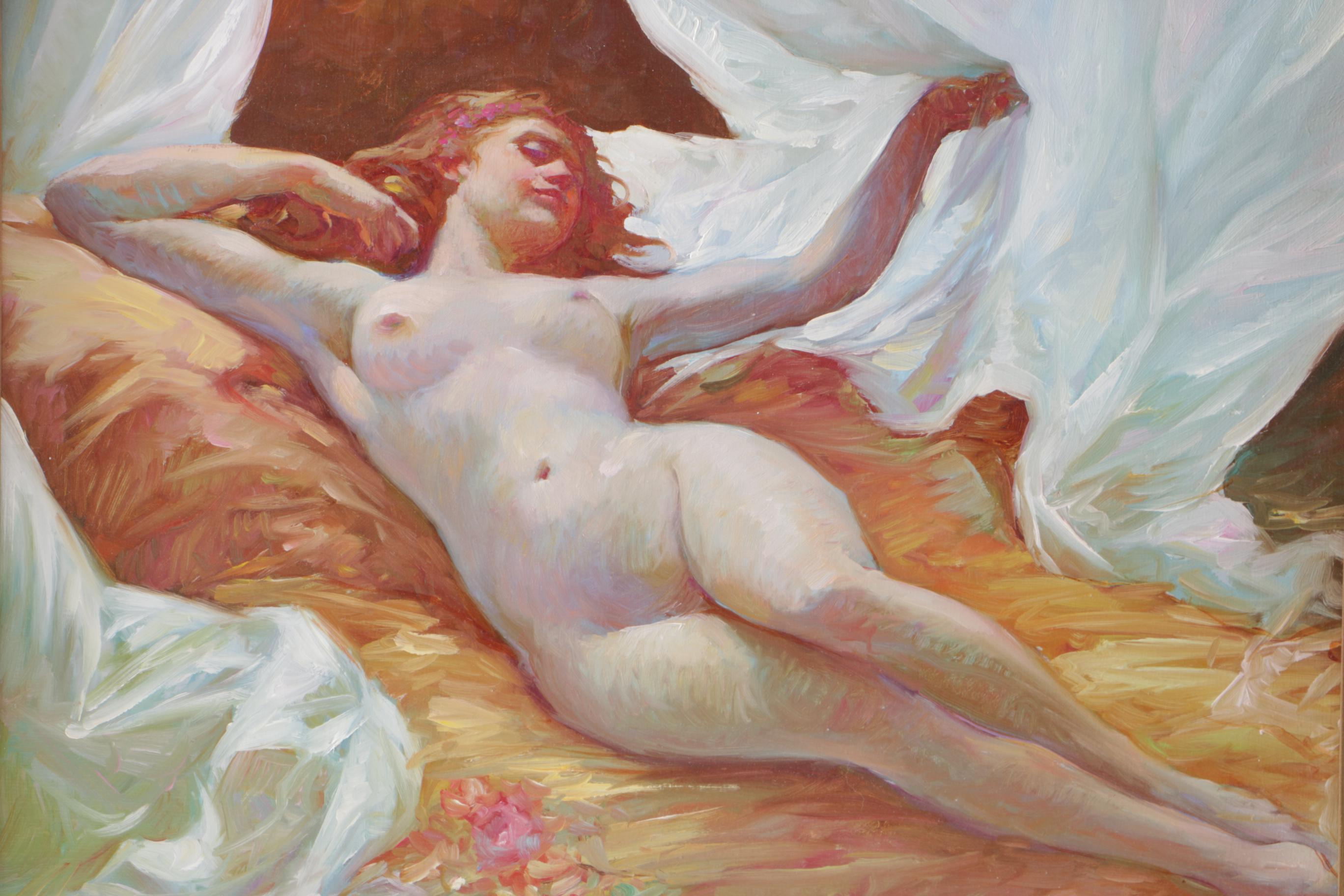 Manuel Gonzal Oil Painting on Canvas "Nude"