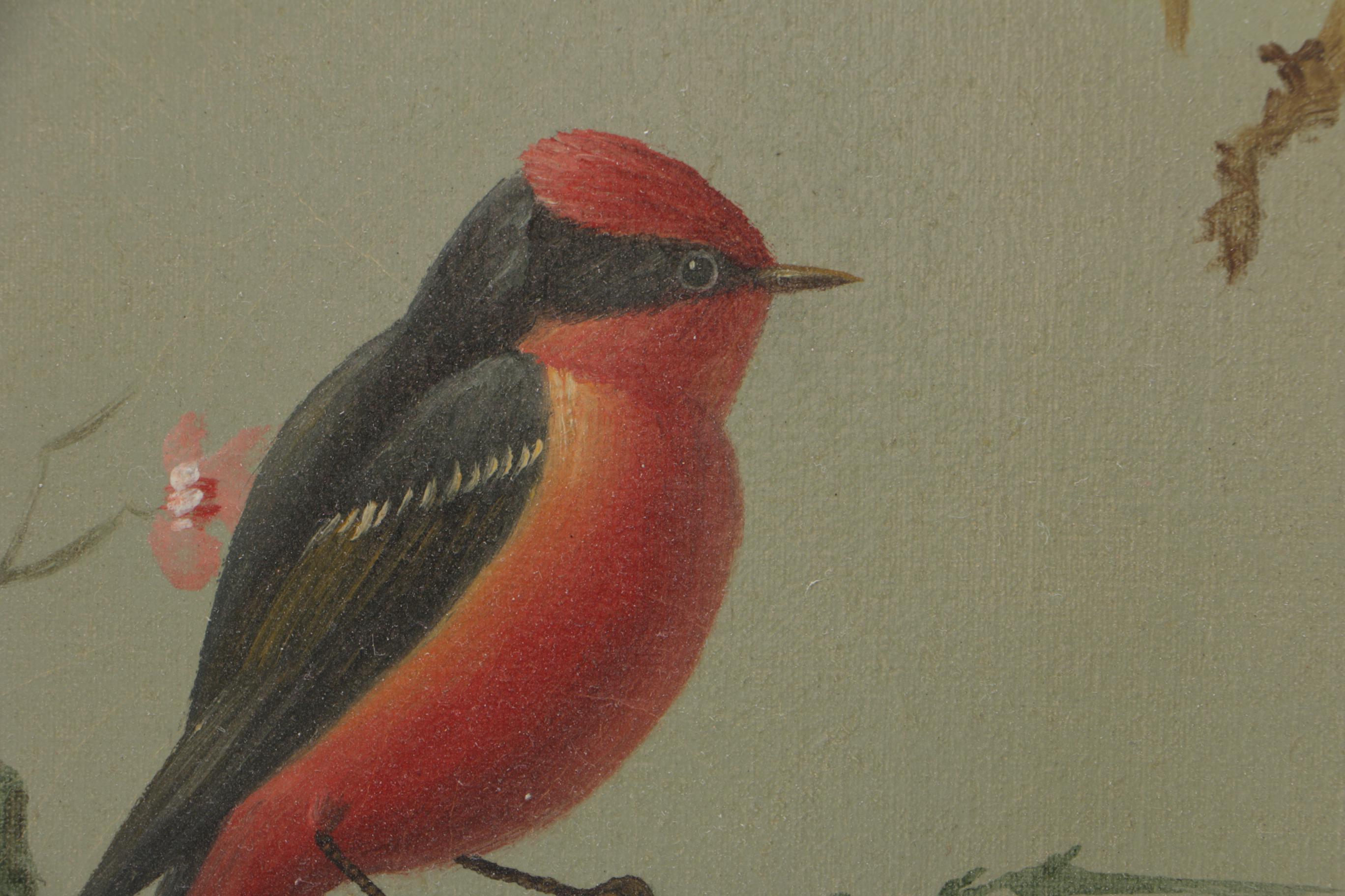 Pietro Angellis Oil Painting on Canvas "Bird on a Branch"