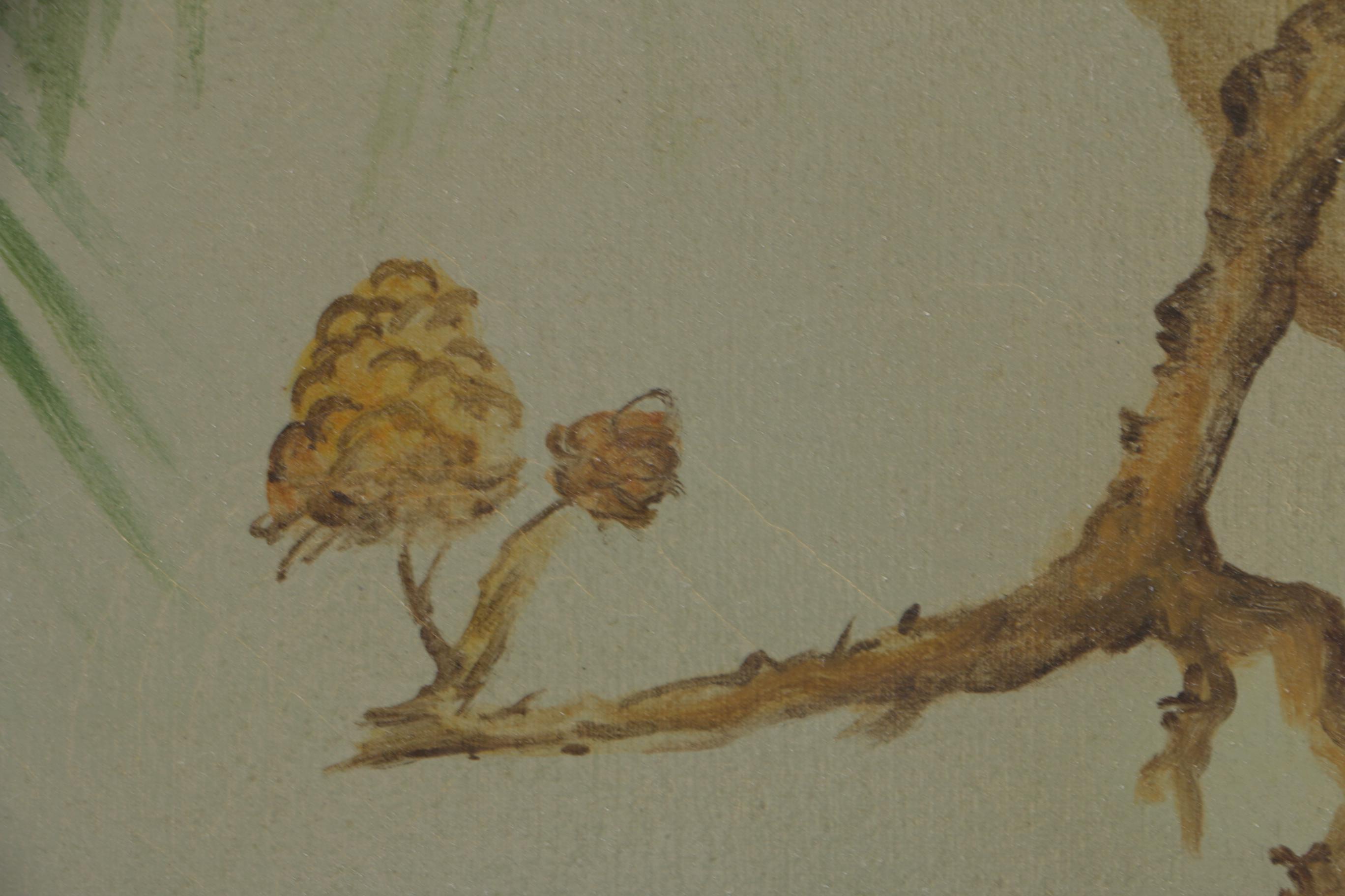 Pietro Angellis Oil Painting on Canvas "Bird on a Branch"