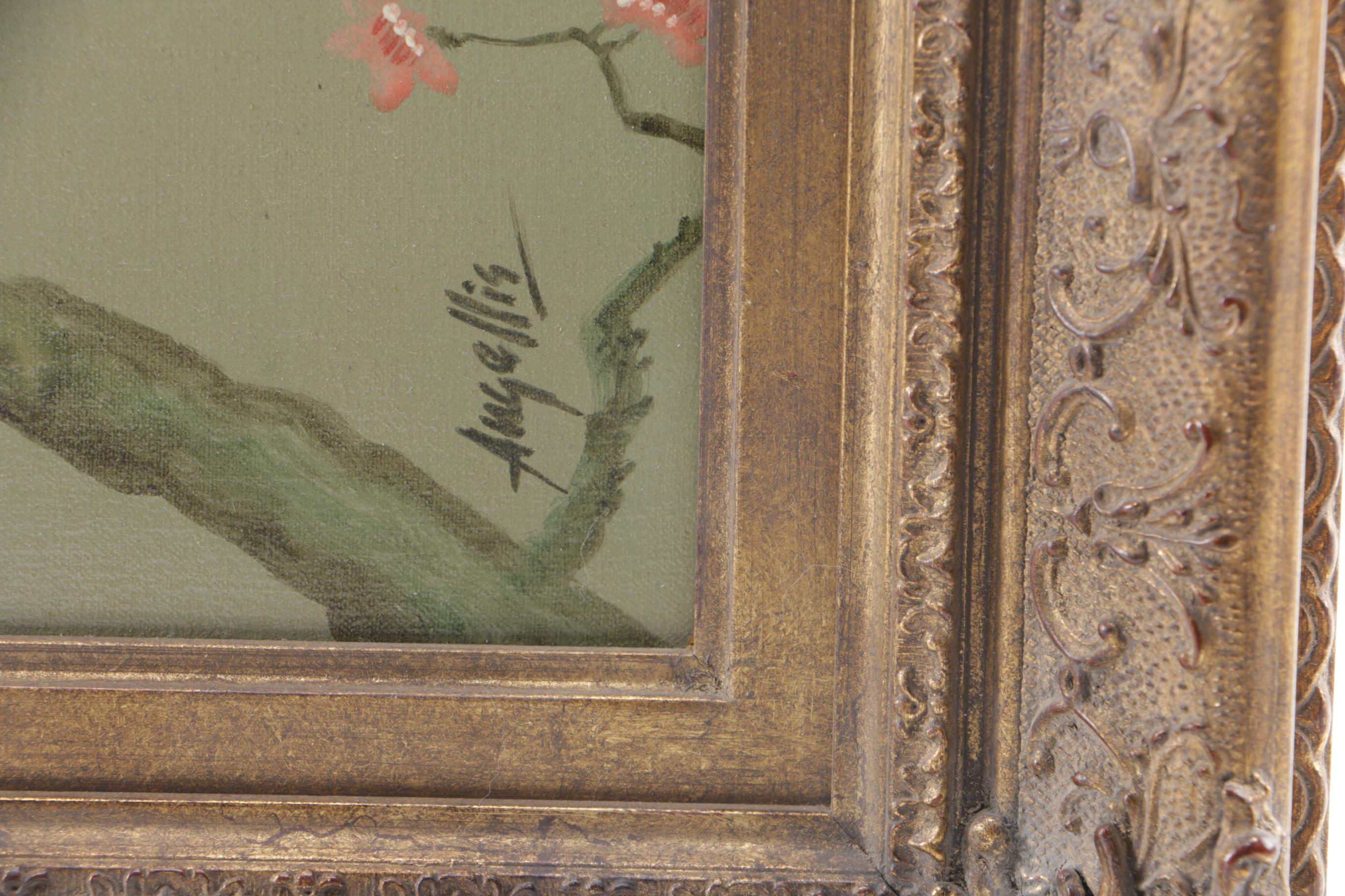 Pietro Angellis Oil Painting on Canvas "Bird on a Branch"