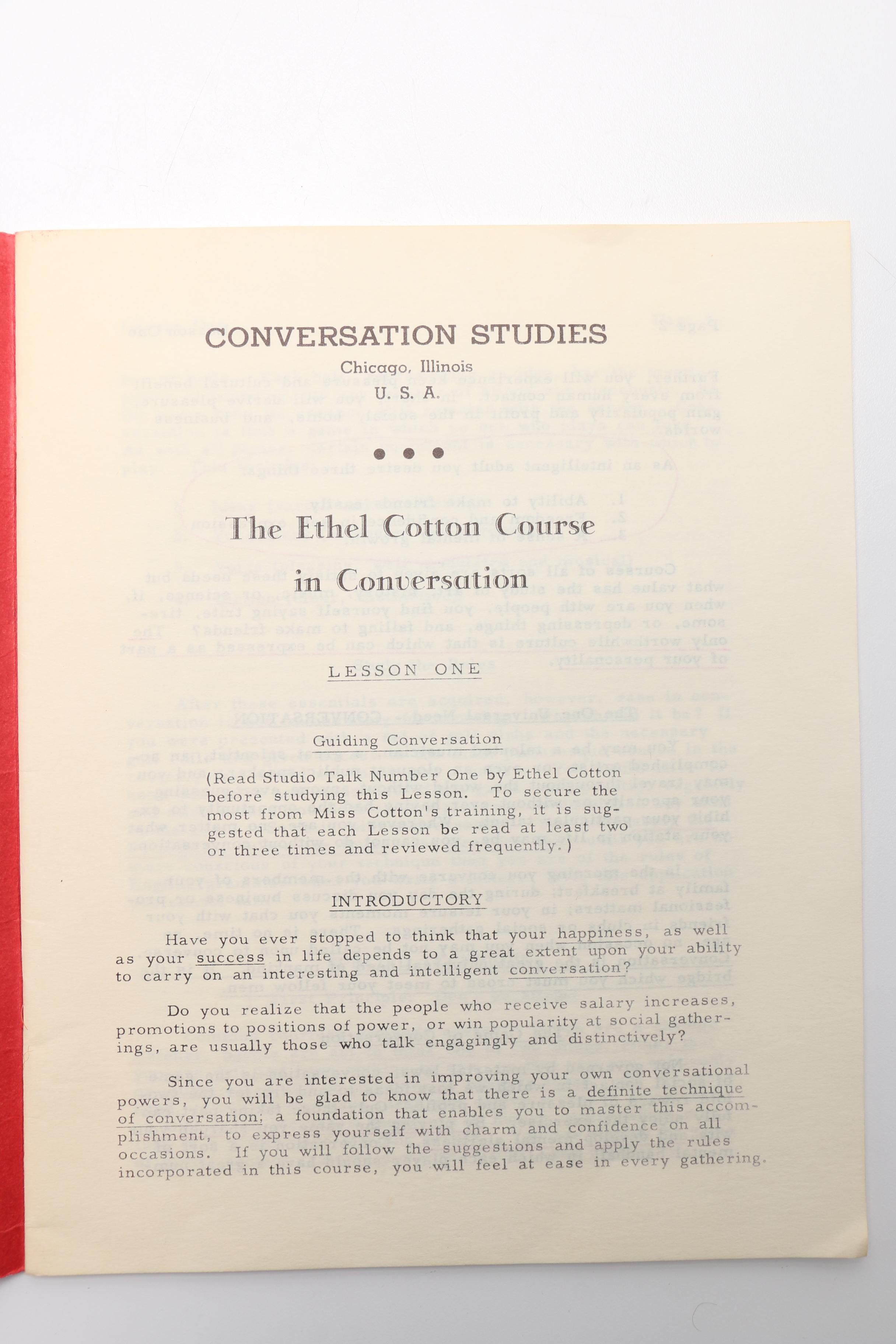 1964 Edition of "The Ethel Cotton Course in Conversation"