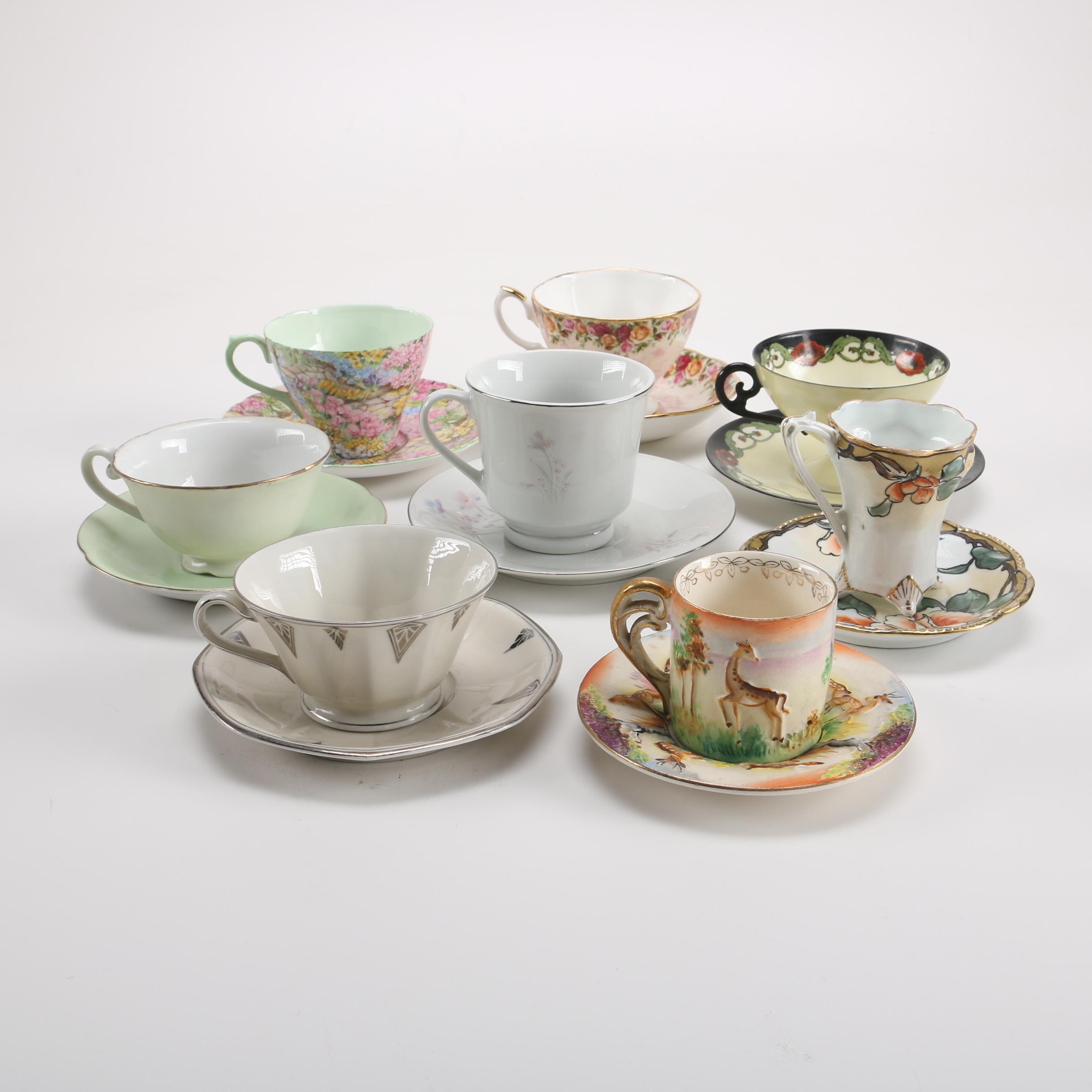 Cup and Saucer Assortment Including Shelley