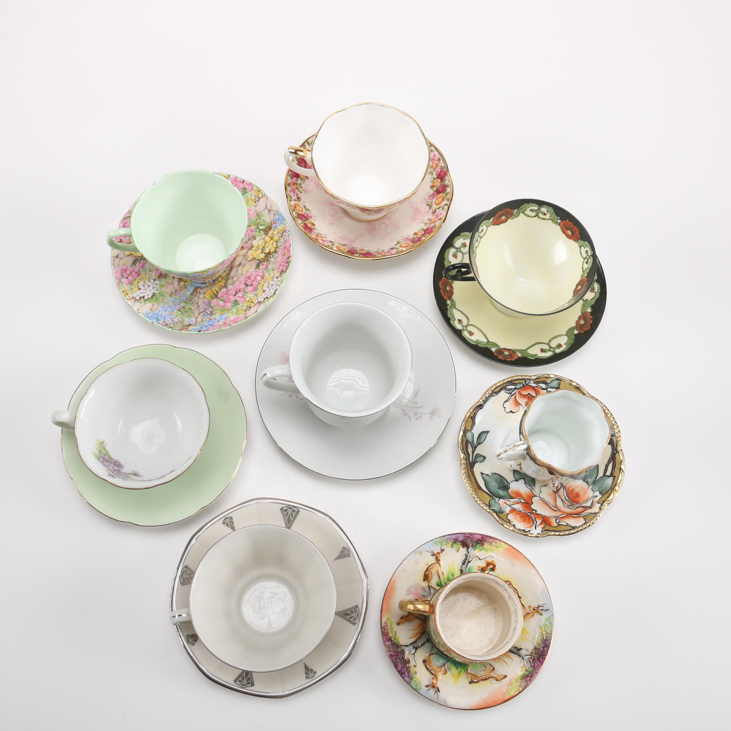 Cup and Saucer Assortment Including Shelley