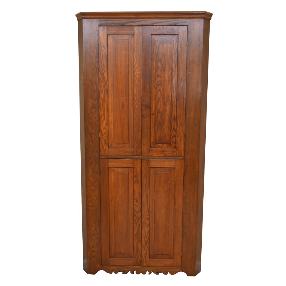 Handcrafted Oak Corner Hutch