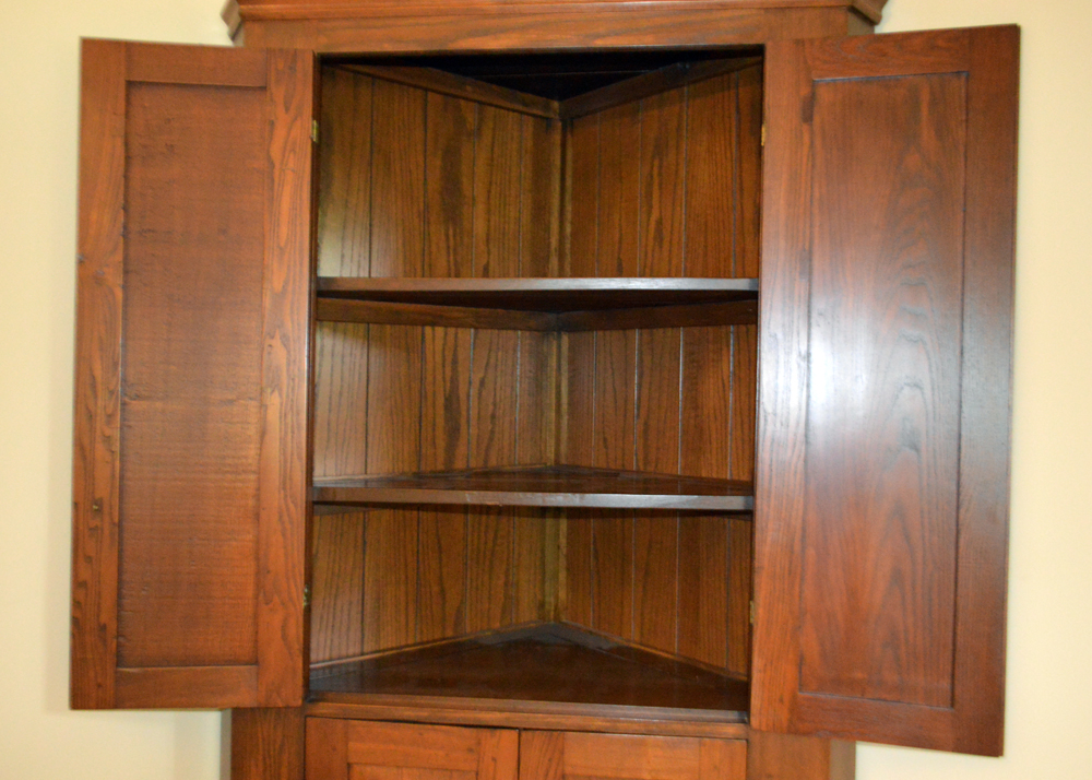 Handcrafted Oak Corner Hutch