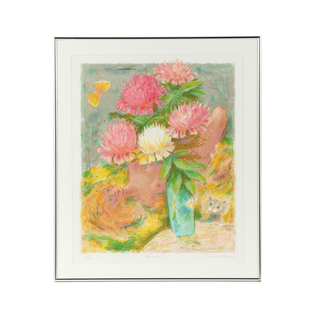 Emil Weddige Limited Edition Lithograph on Paper "Bouquet"