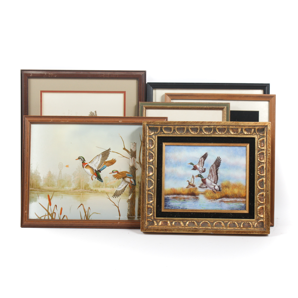 Collection of Framed Wild Animal Artworks