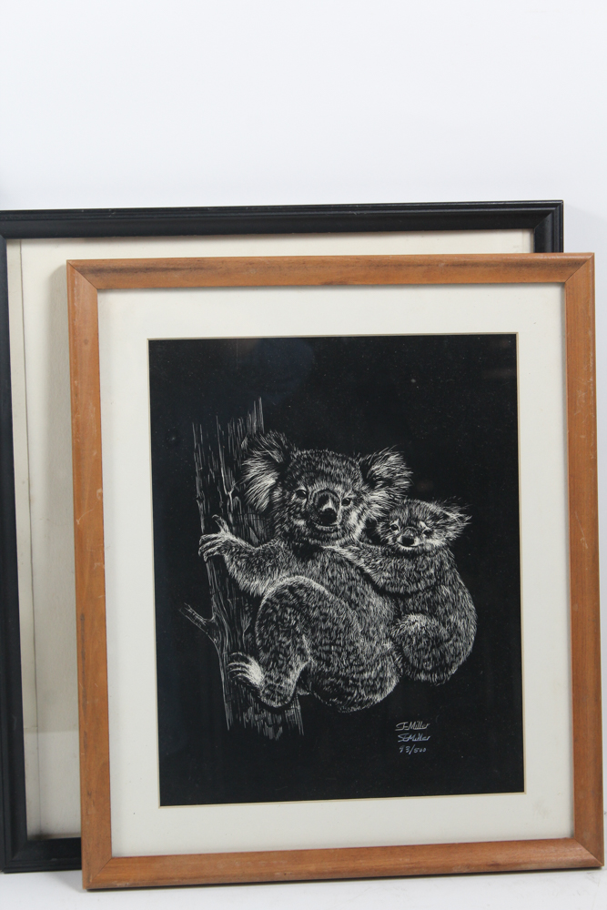 Collection of Framed Wild Animal Artworks