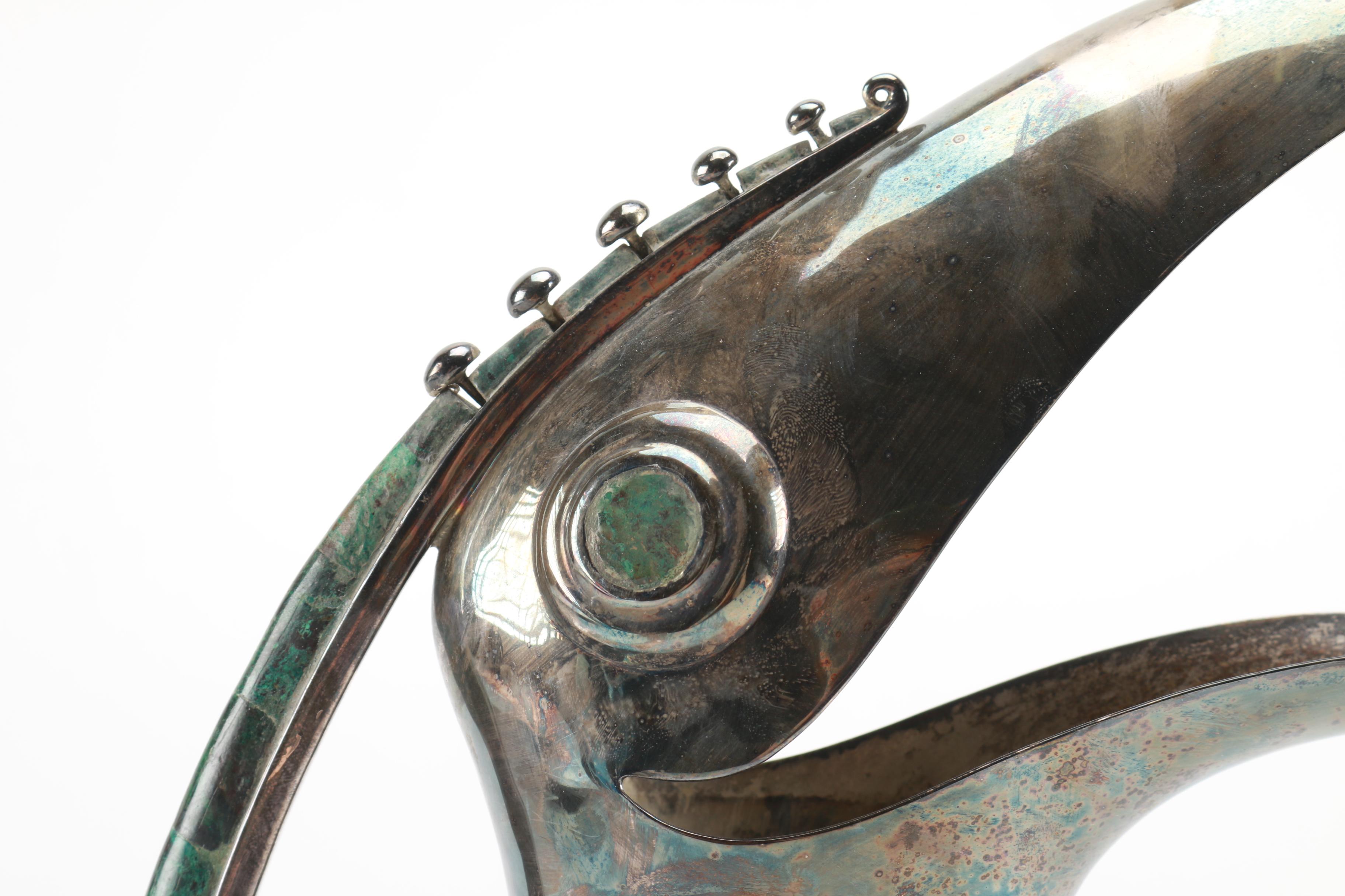 Los Castillo Silver Plate and Eilat Stone Toucan Pitcher