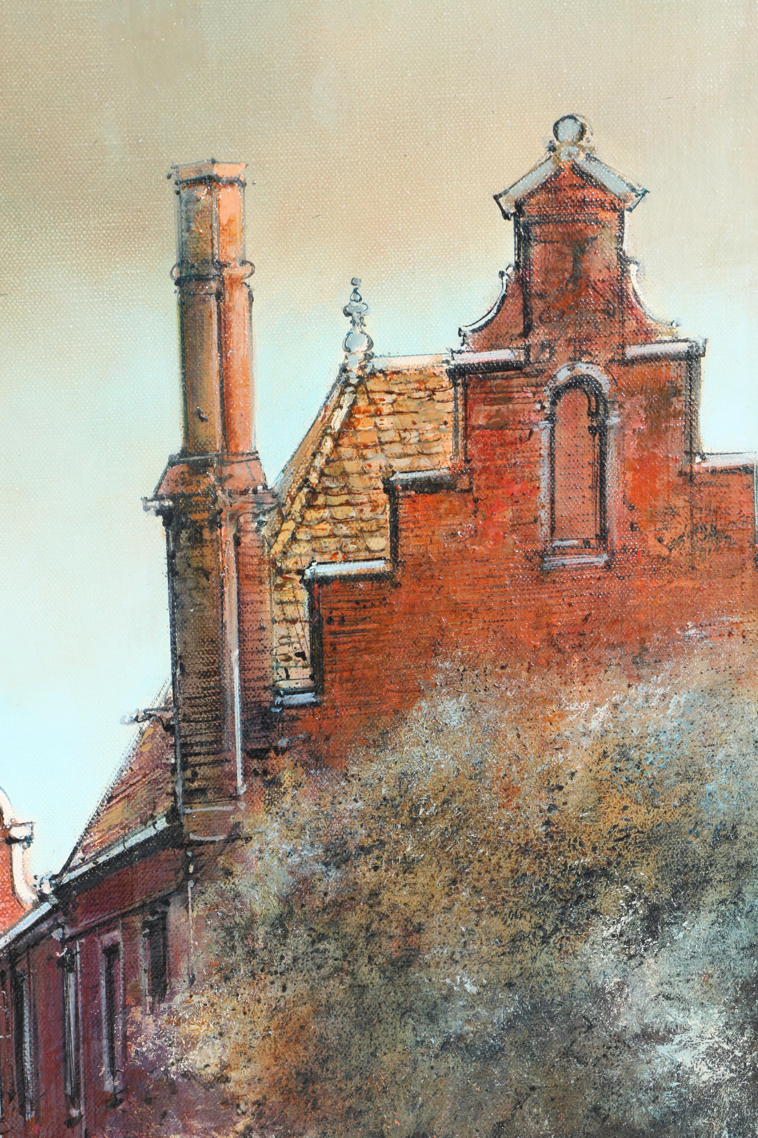 Marc Chapaud Oil Painting on Canvas "Canal a Amsterdam Dome de St. Nicholas"