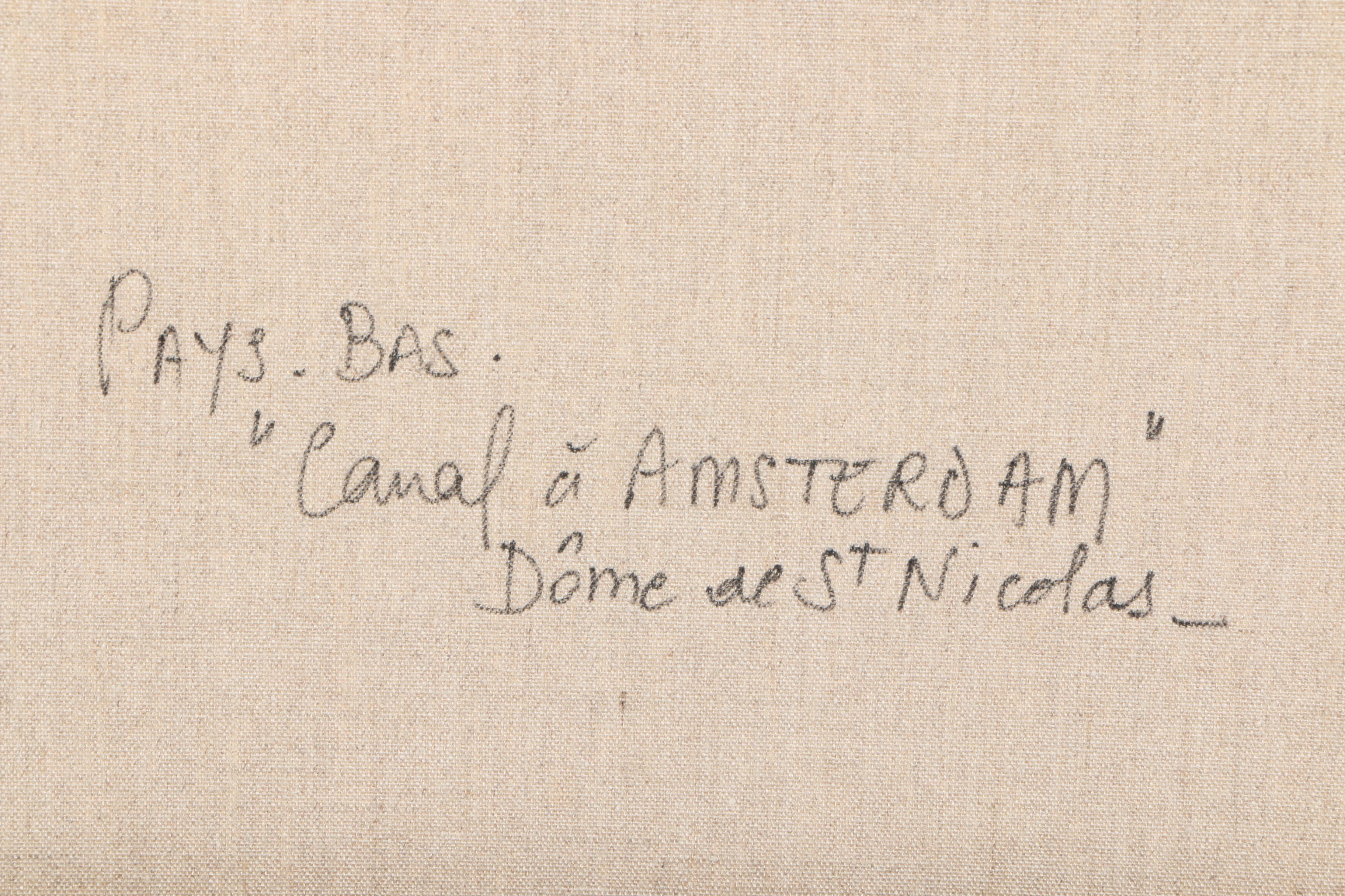 Marc Chapaud Oil Painting on Canvas "Canal a Amsterdam Dome de St. Nicholas"