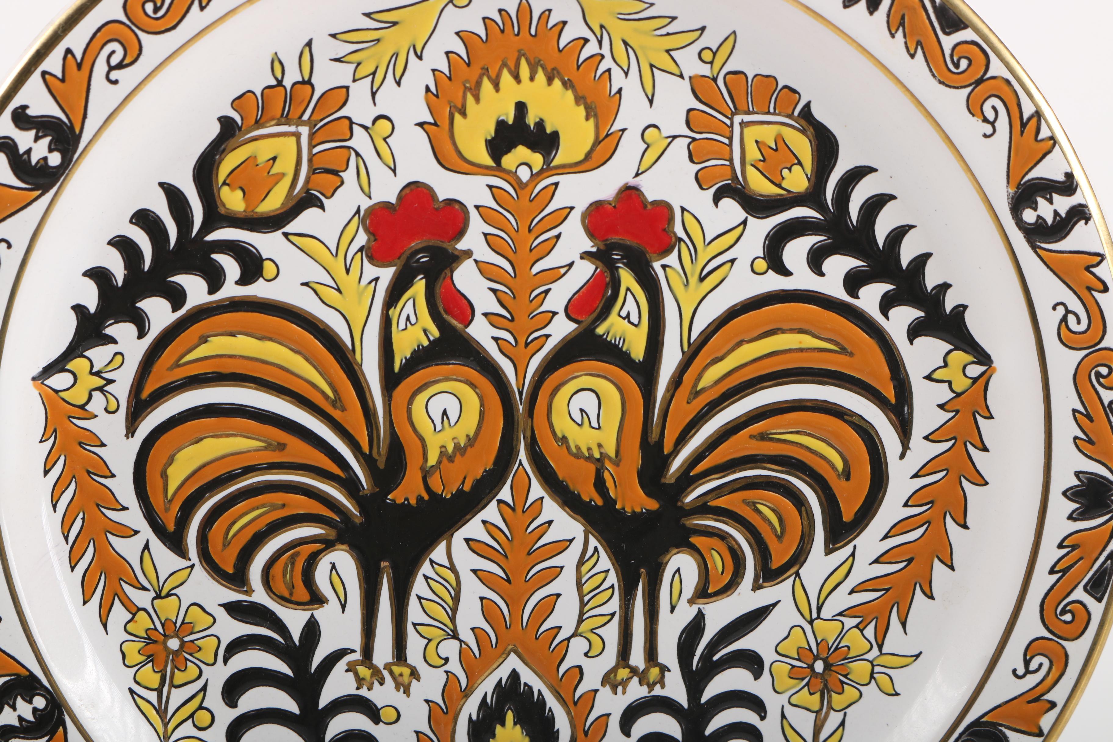 Ibiscus Ceramics Rhodes Plate with 24K Gold Accents