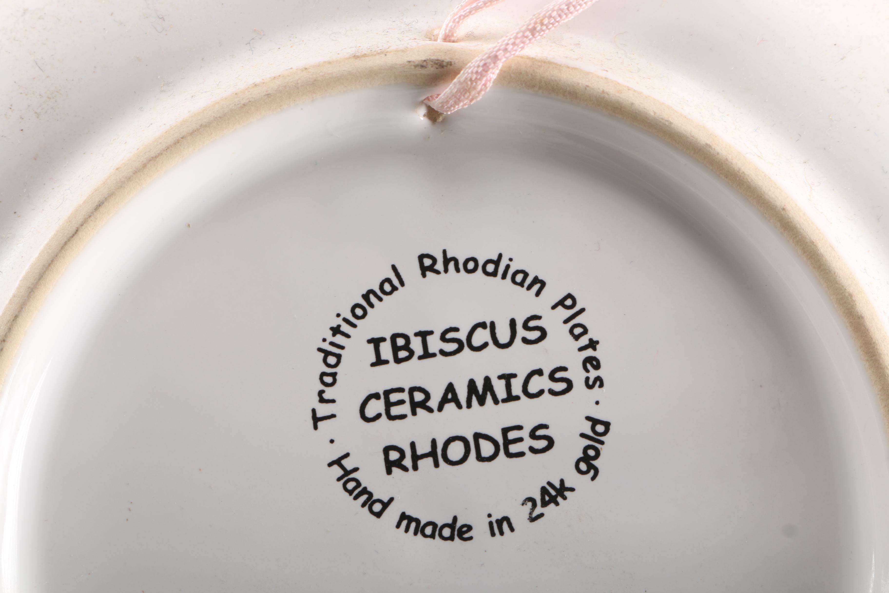 Ibiscus Ceramics Rhodes Plate with 24K Gold Accents