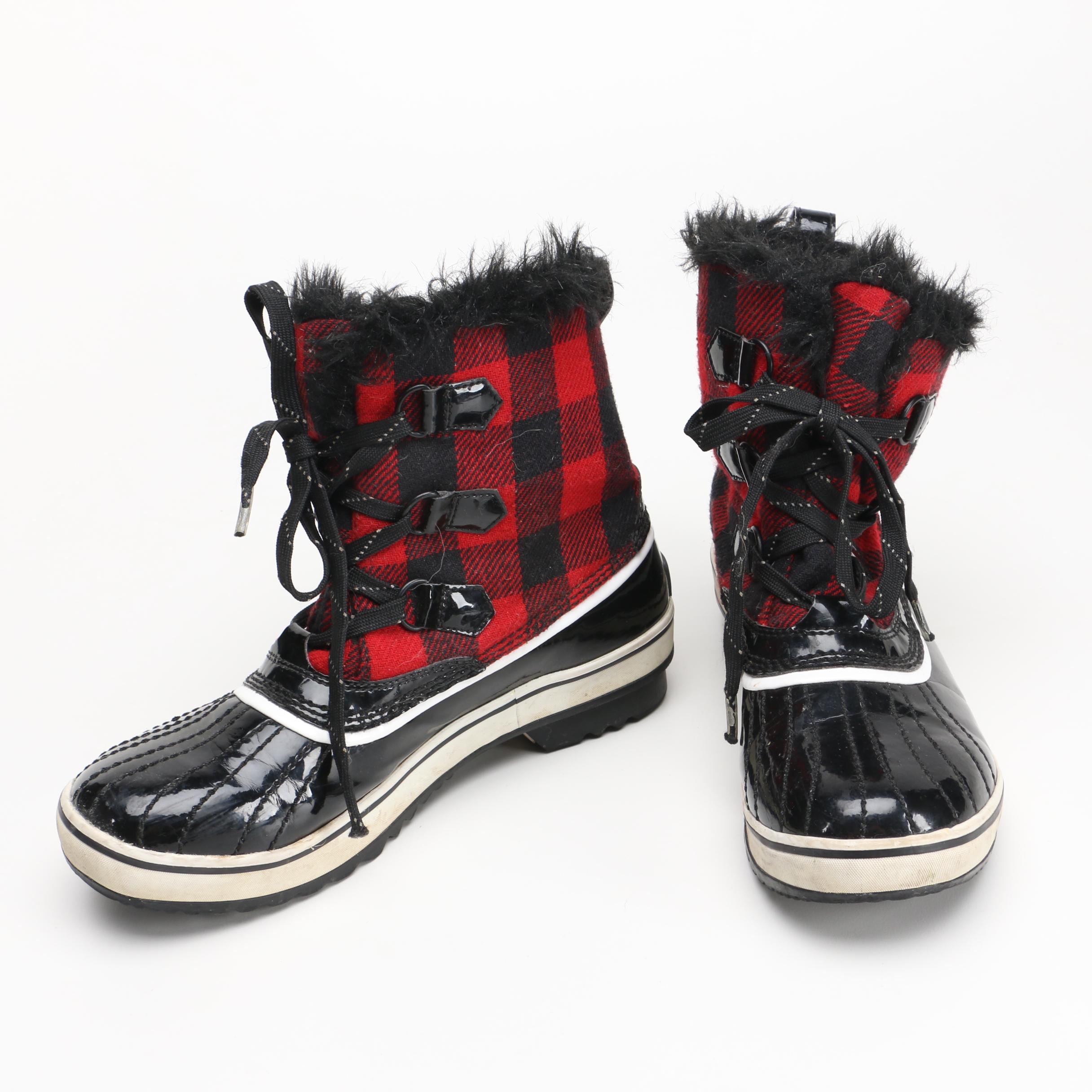 Sorel Red Plaid Snow Boots