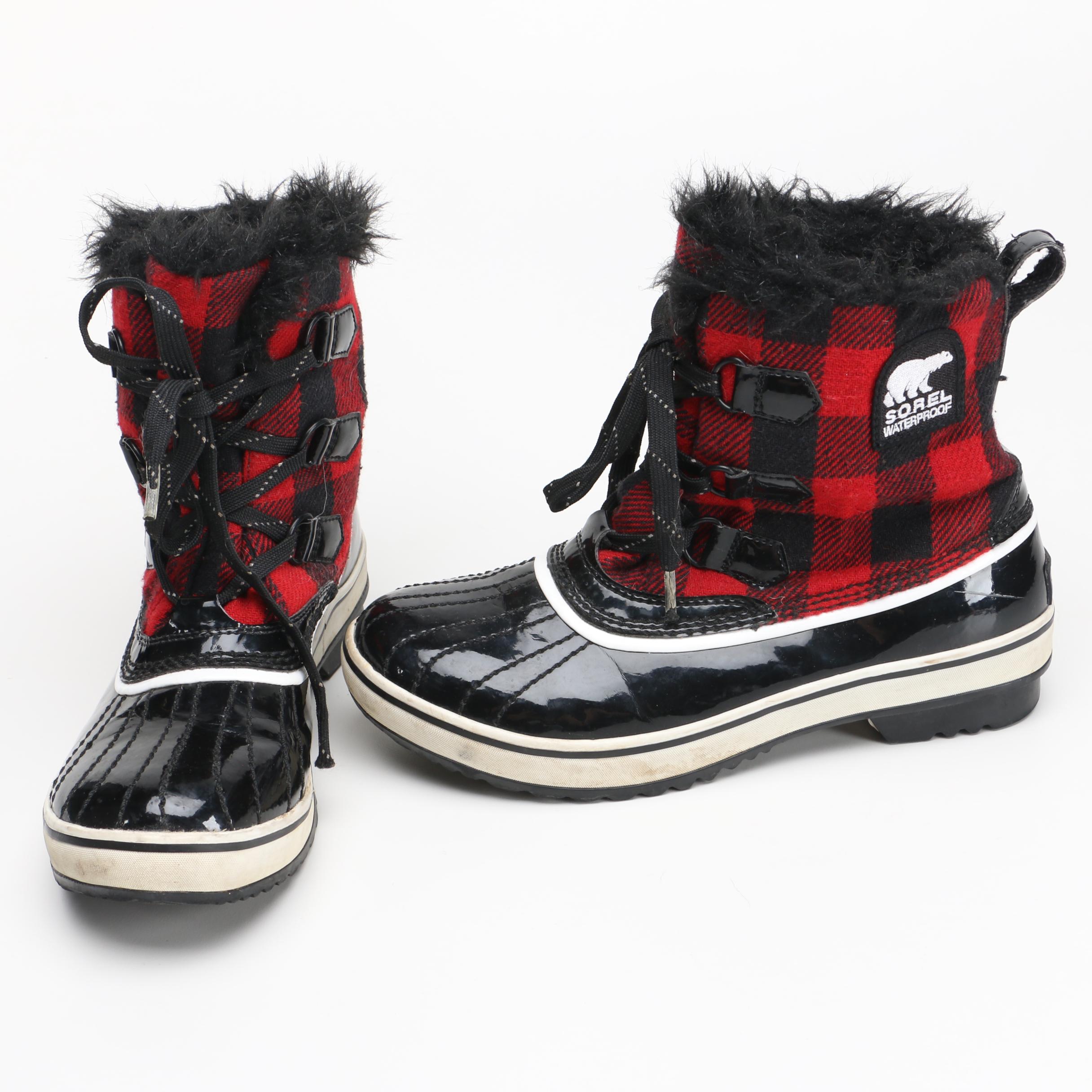Sorel Red Plaid Snow Boots