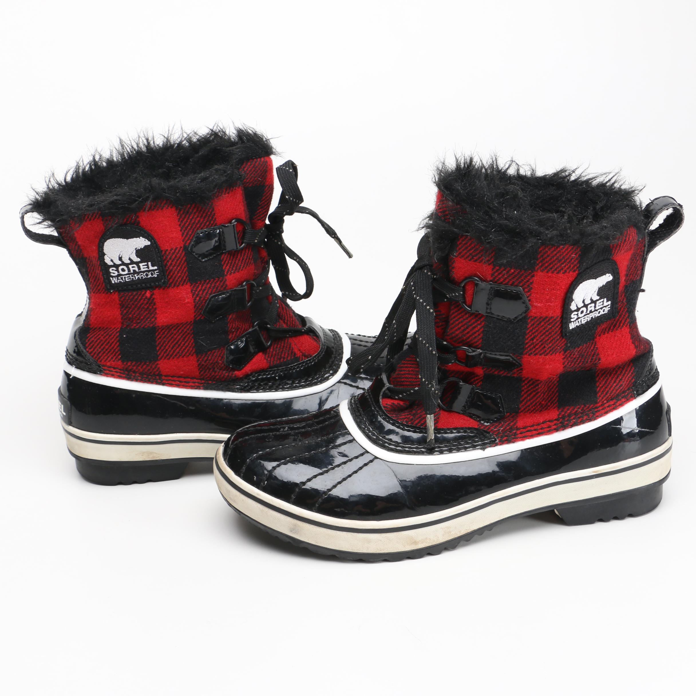 Sorel Red Plaid Snow Boots