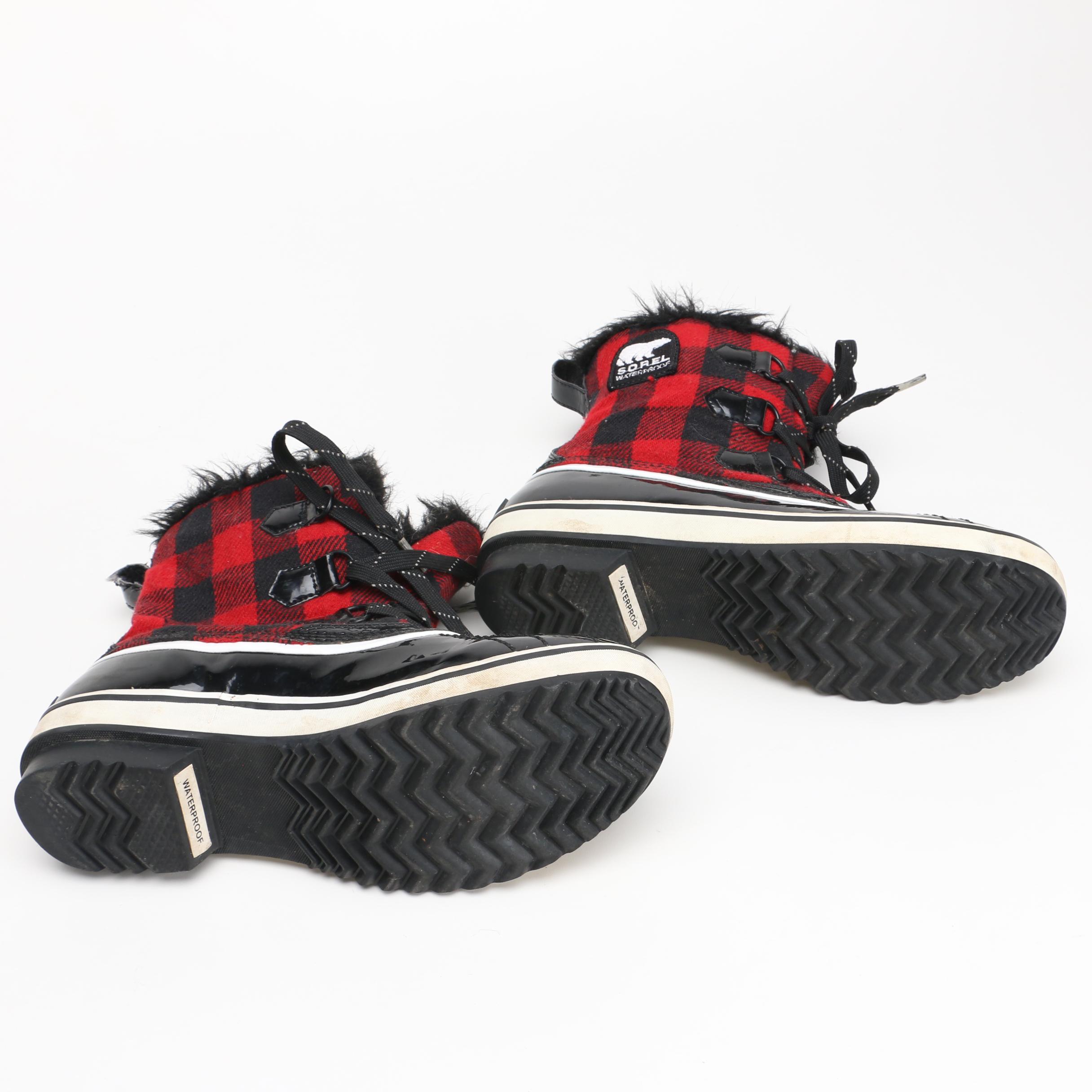 Sorel Red Plaid Snow Boots