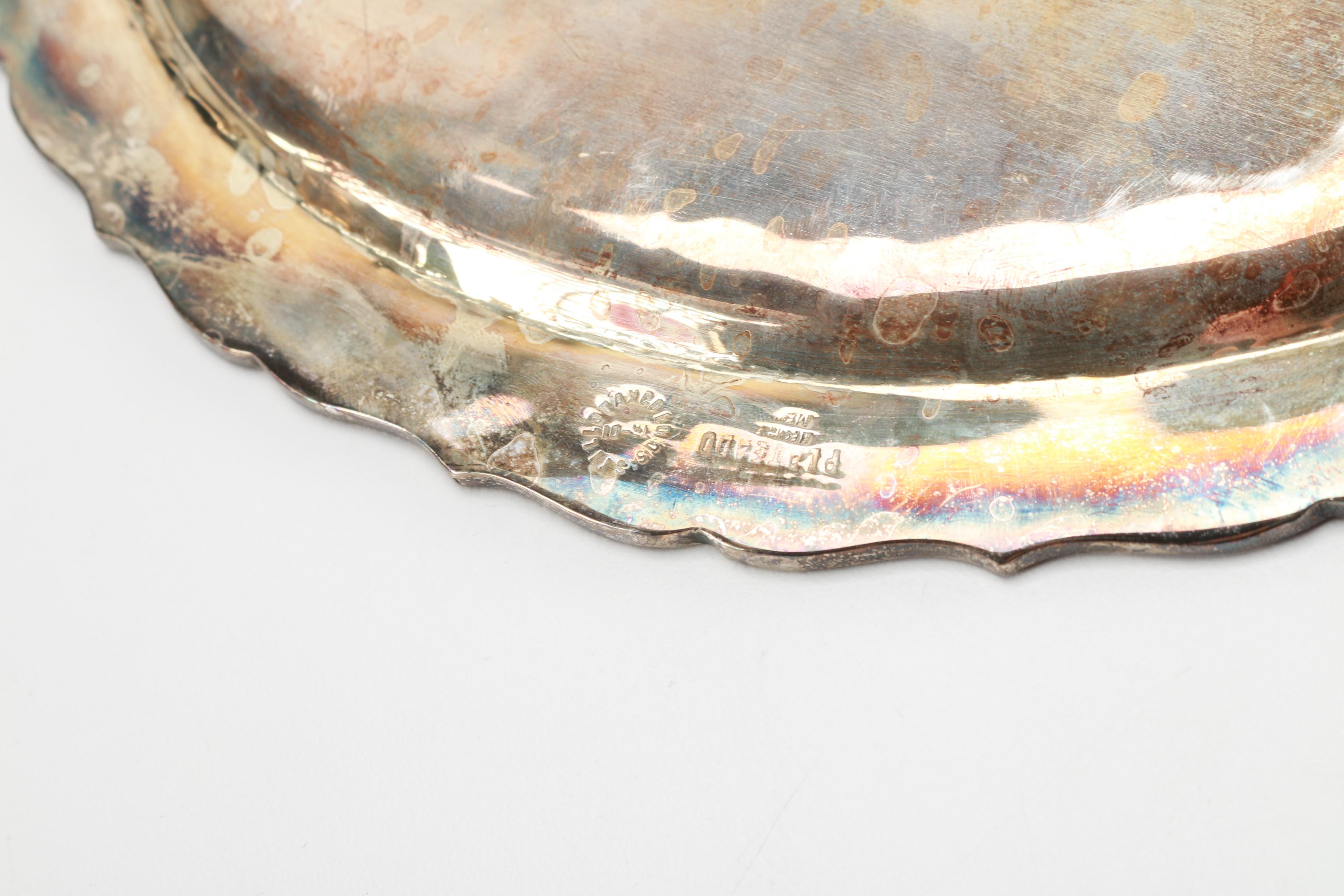 Los Castillo Silver Plate and Azur-Malachite Cream and Sugar Set