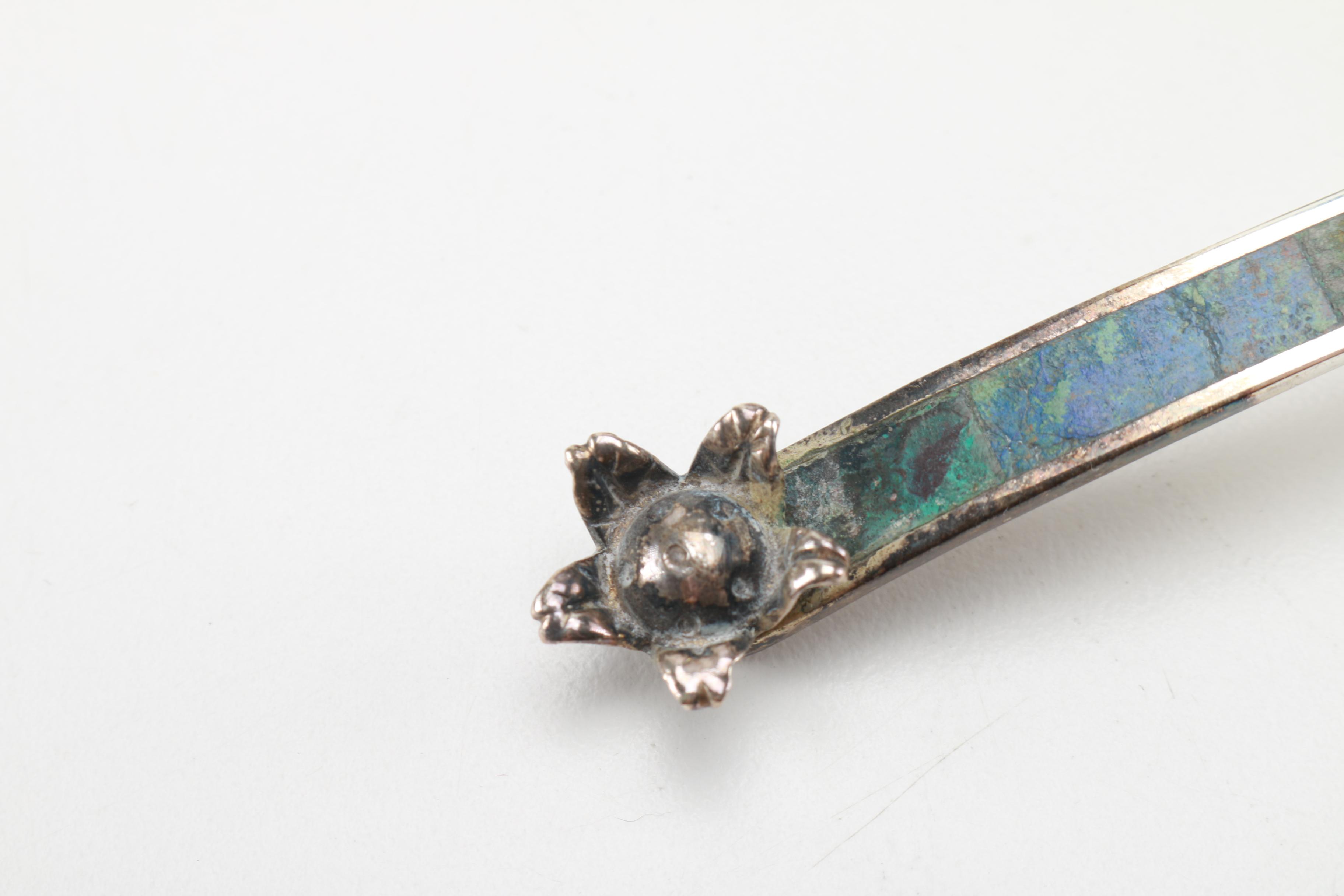 Los Castillo Silver Plate and Azur-Malachite Cream and Sugar Set