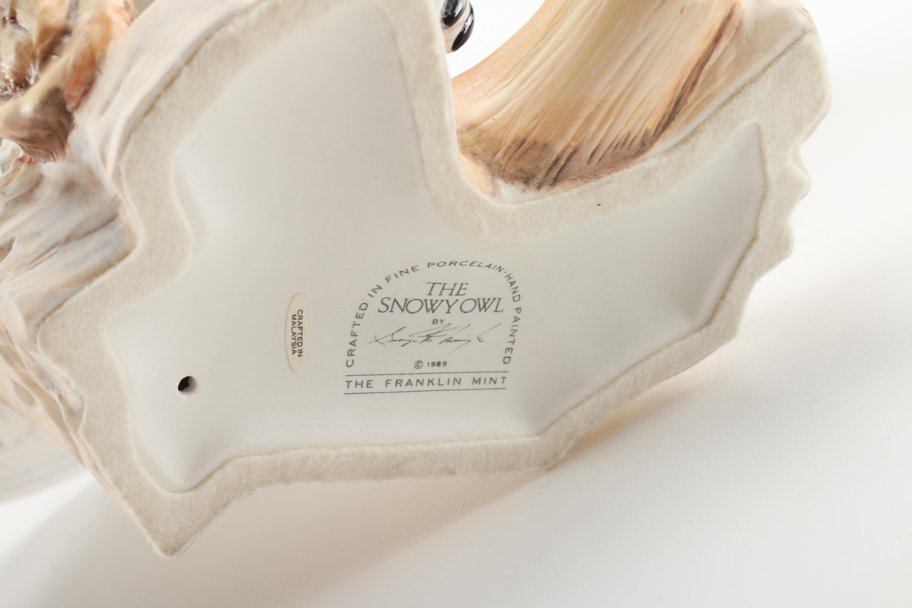 Franklin Mint Porcelain Sculpture "The Snowy Owl" by George McMonigle